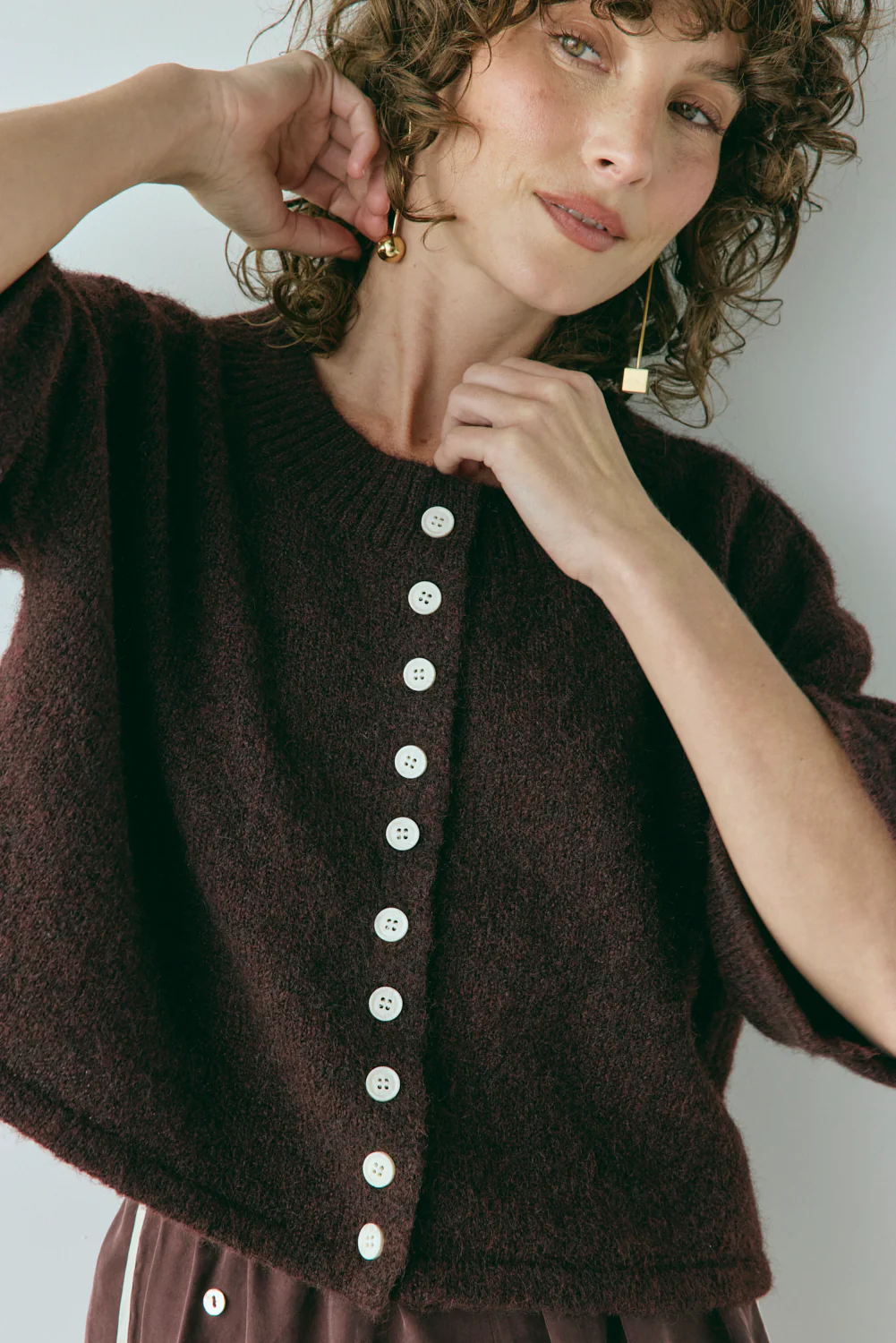 Hailey Knit Cardigan Wine - Image 5