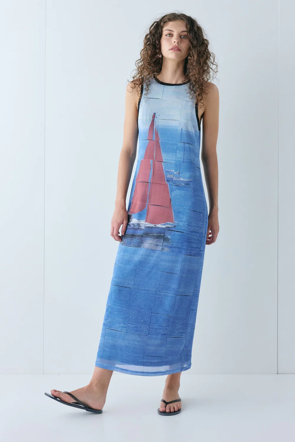 Harriet Mesh Midi Dress Sail - Image 4