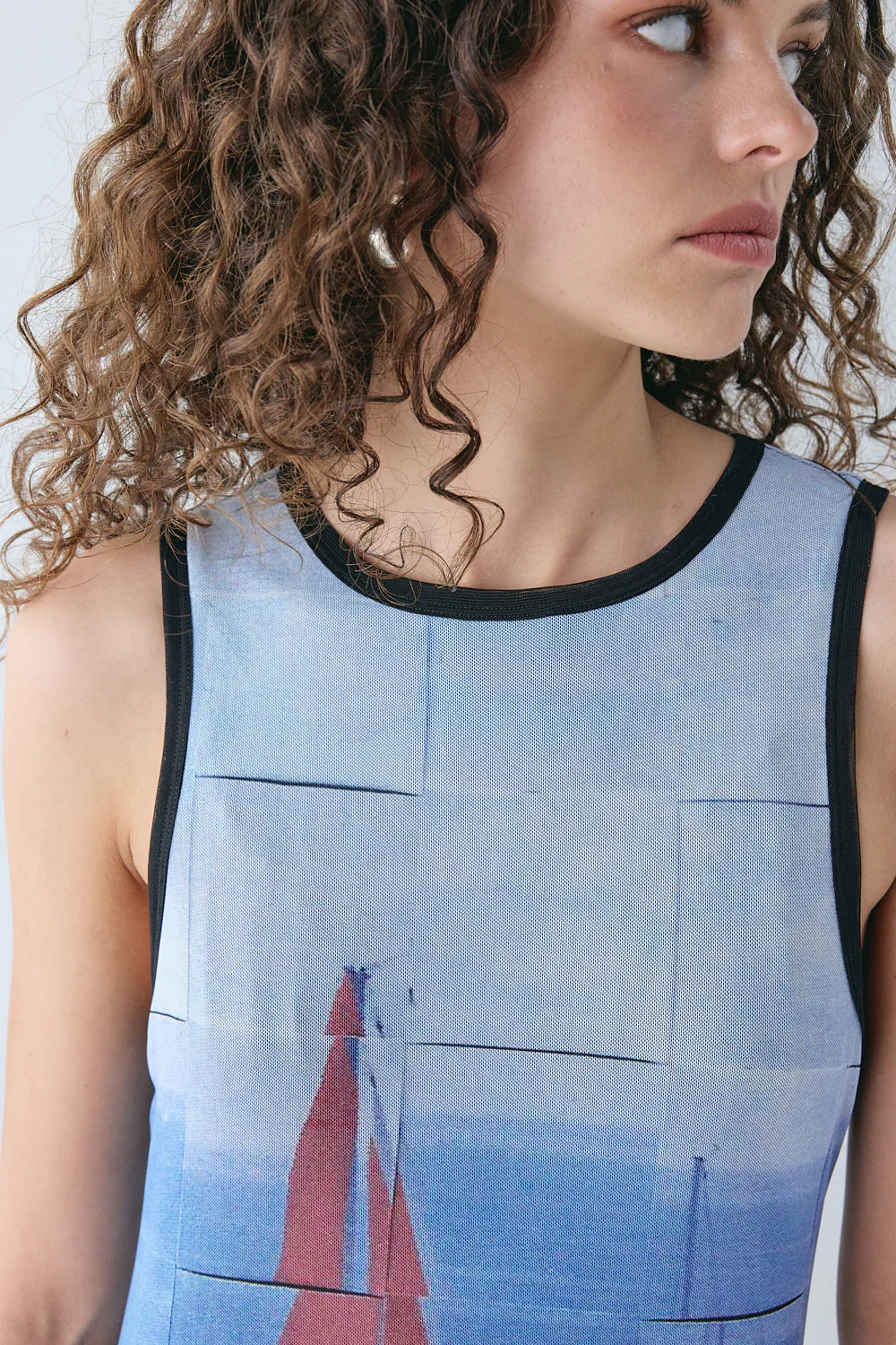 Harriet Mesh Midi Dress Sail - Image 5