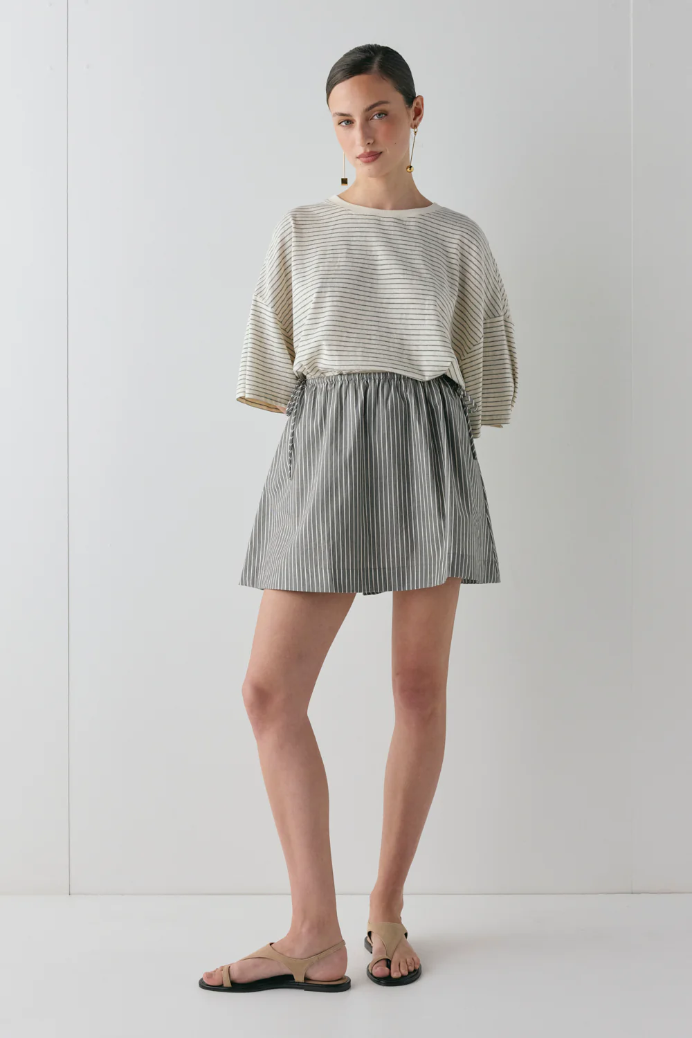 Hope Mini Skirt Charcoal Stripe - Image 3