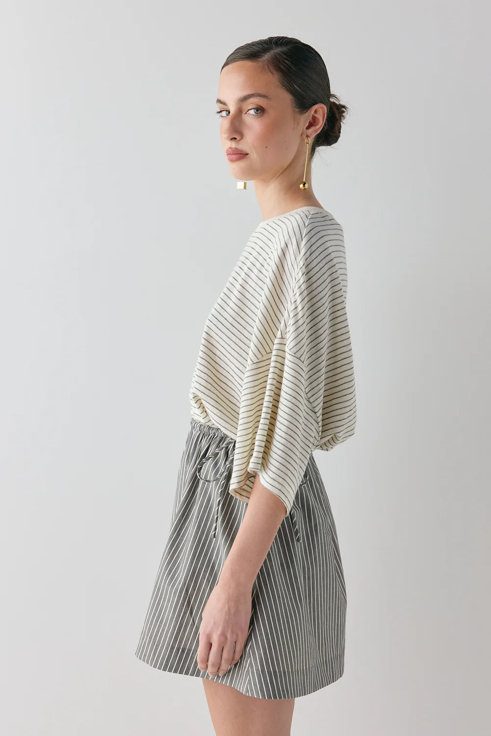 Hope Mini Skirt Charcoal Stripe - Image 5