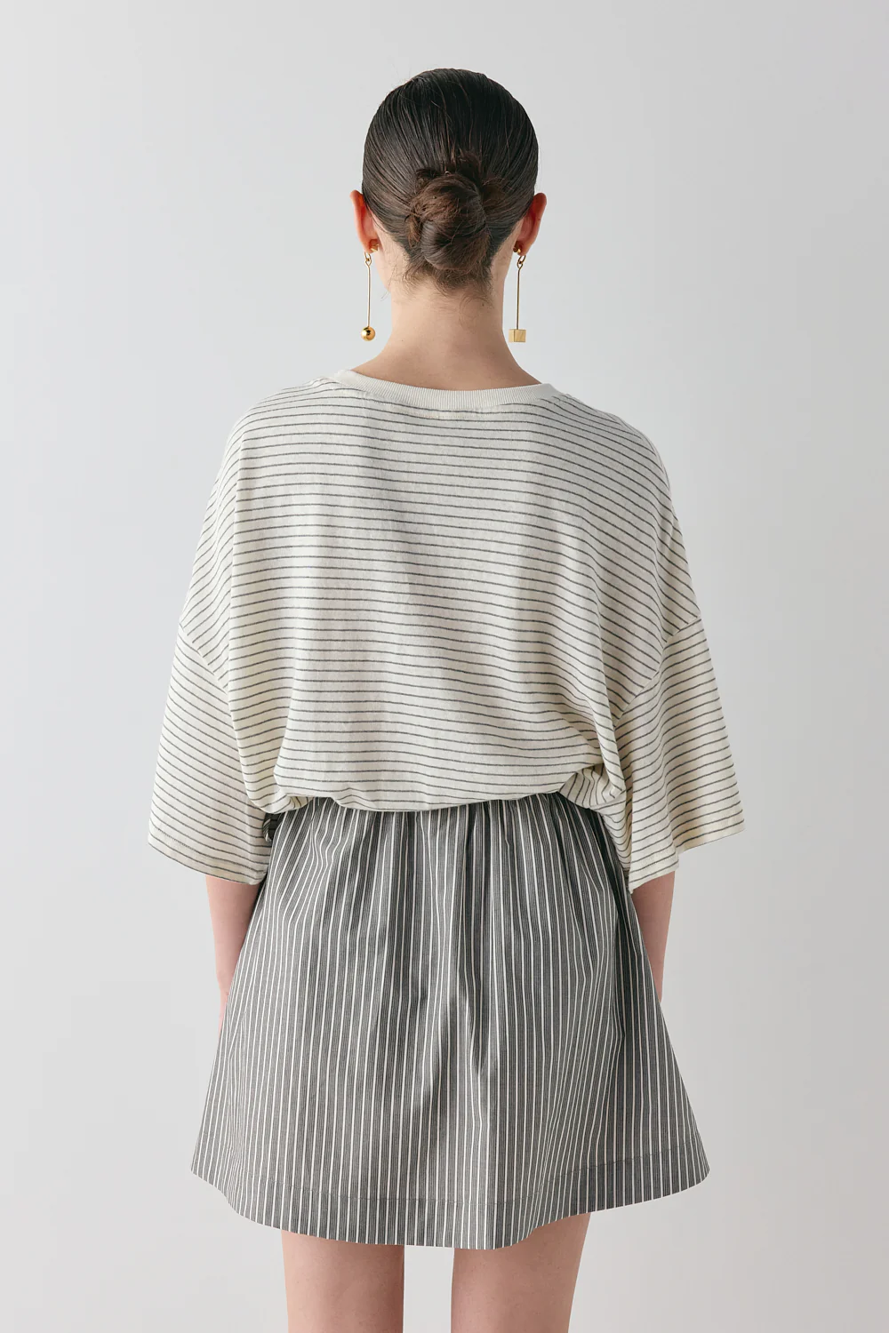Hope Mini Skirt Charcoal Stripe - Image 6