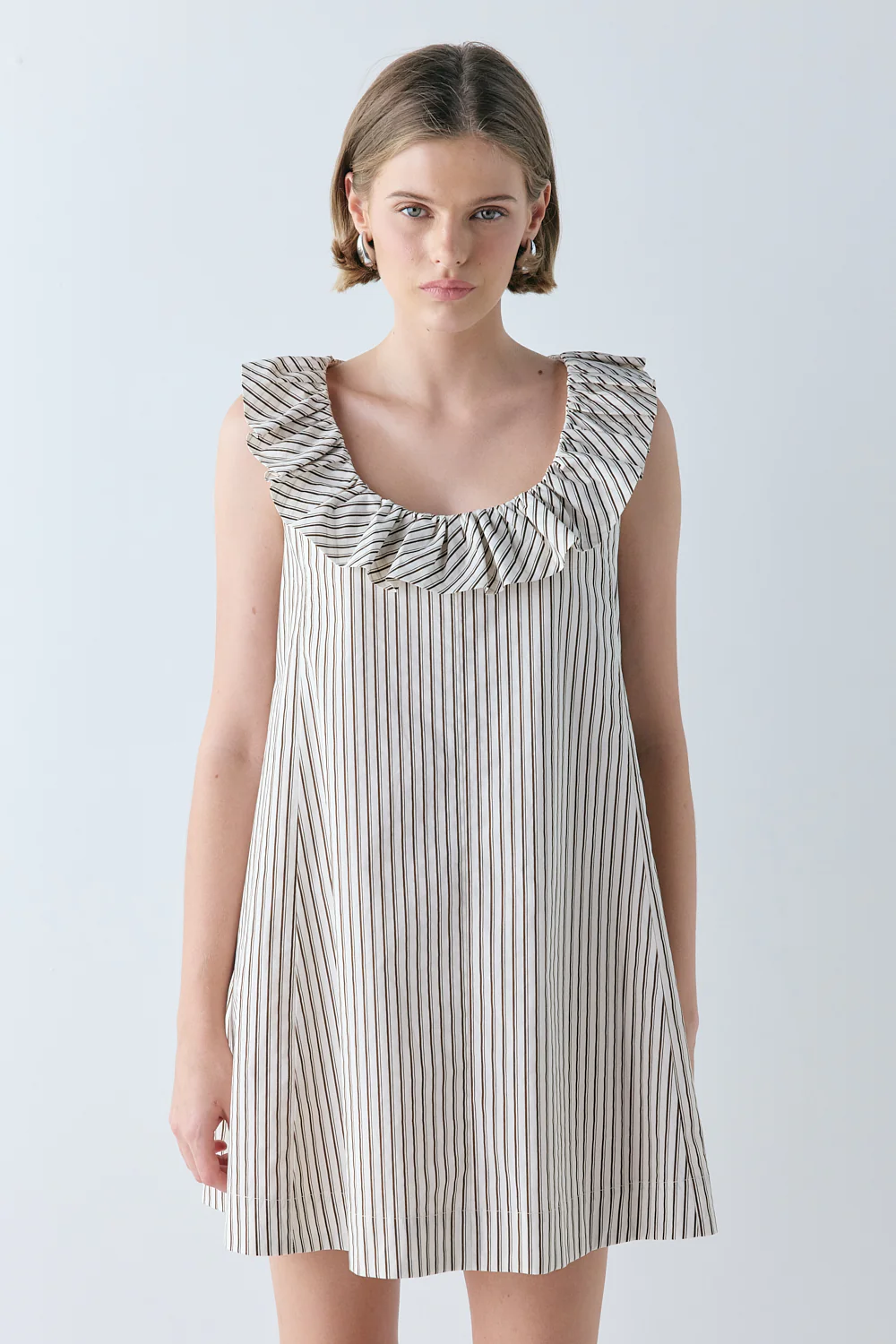 Inga Mini Dress Chocolate Stripe - Image 3