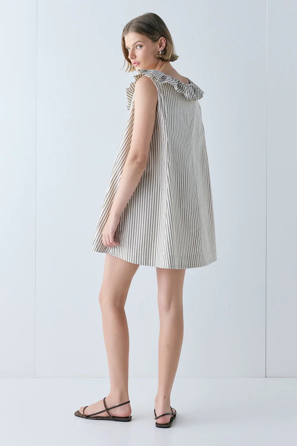 Inga Mini Dress Chocolate Stripe - Image 4