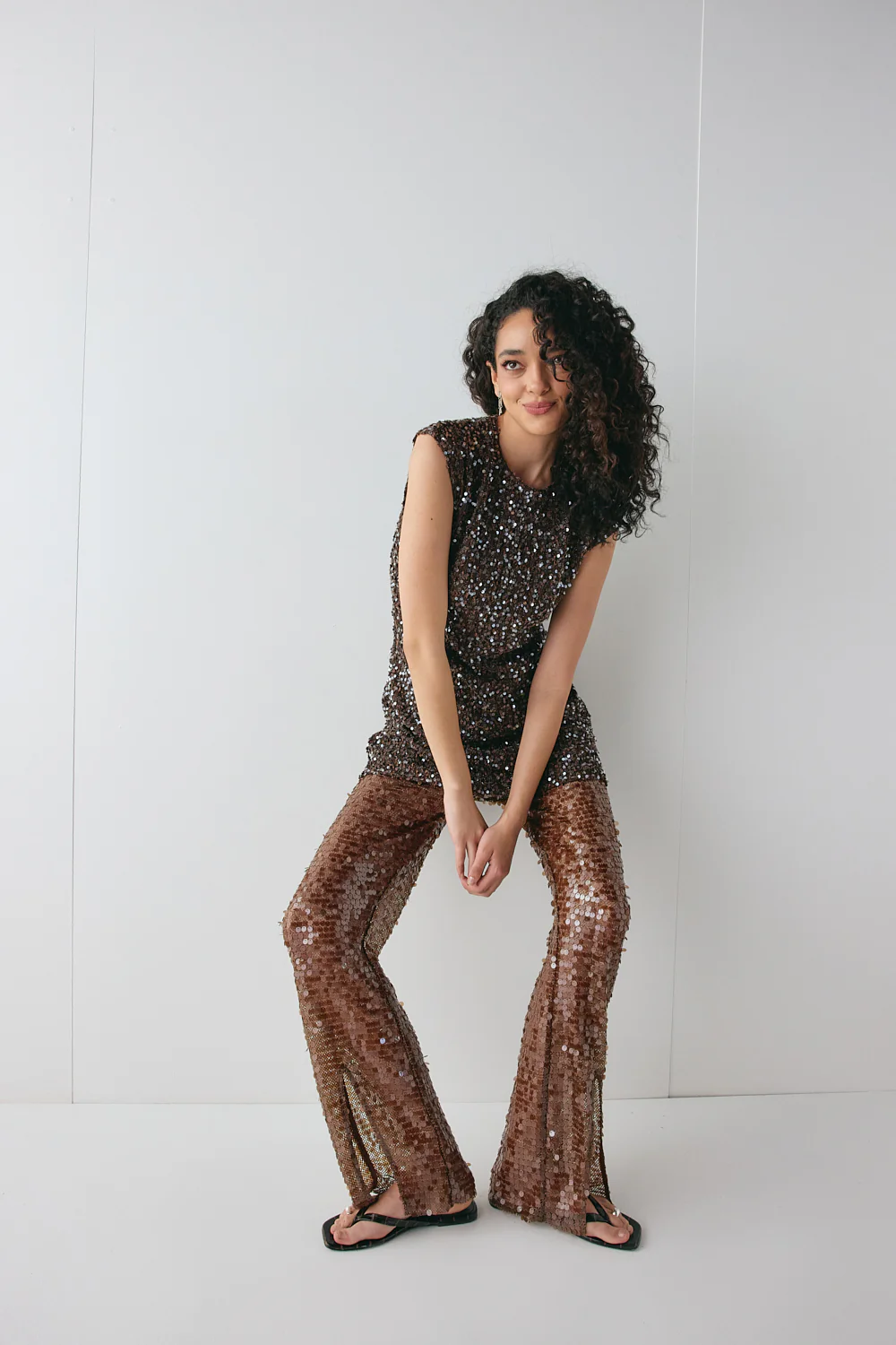 Ivanna Sequin Mini Dress Chocolate - Image 4