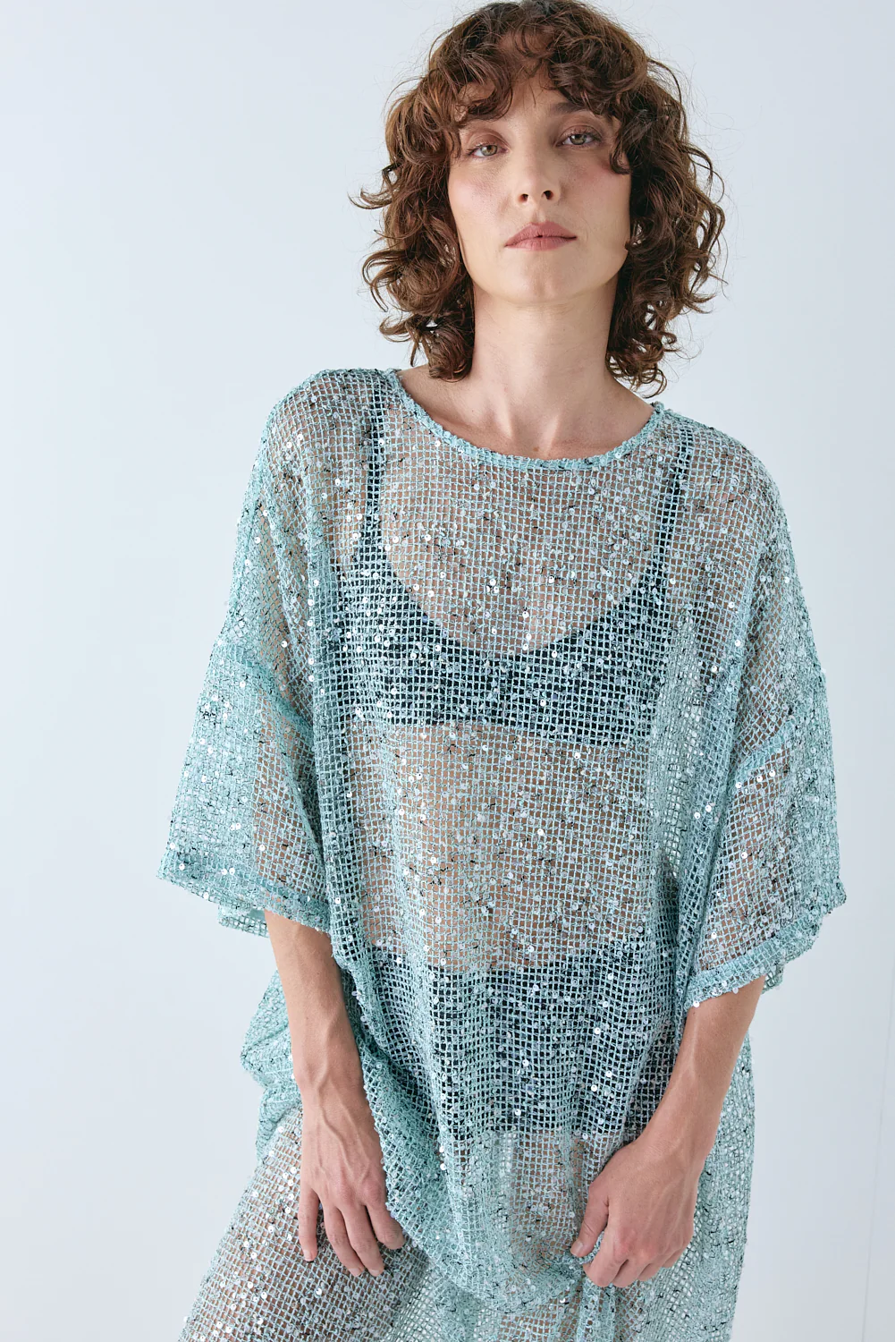 Ivette Sequin Midi Dress Aqua - Image 10