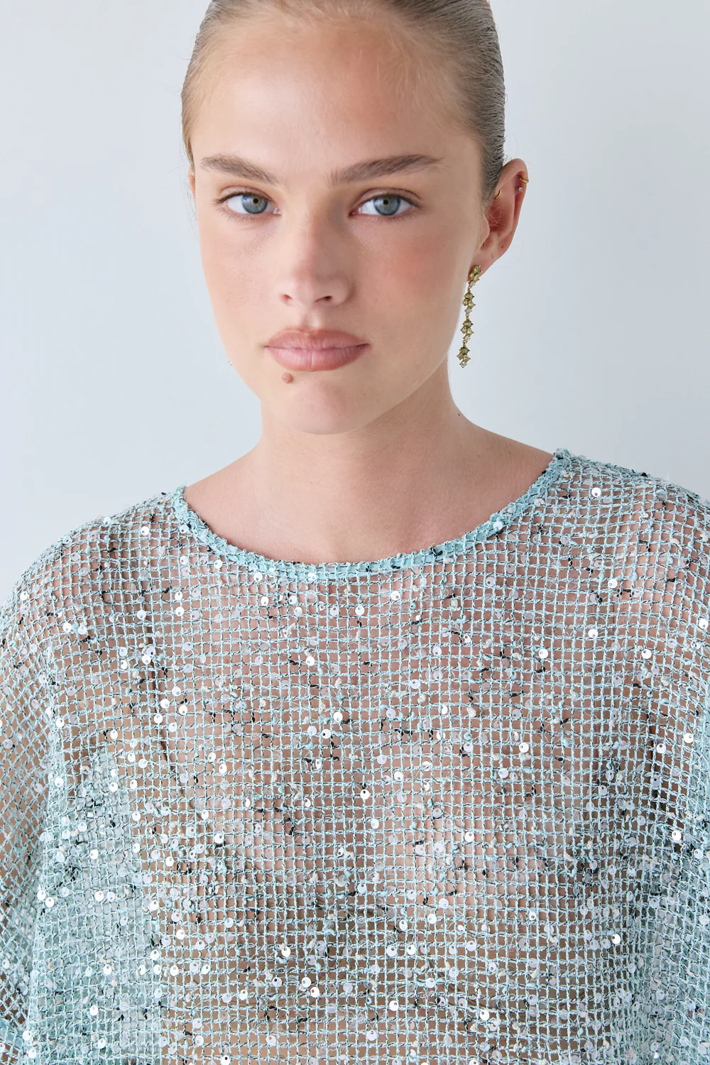 Ivette Sequin Midi Dress Aqua - Image 2