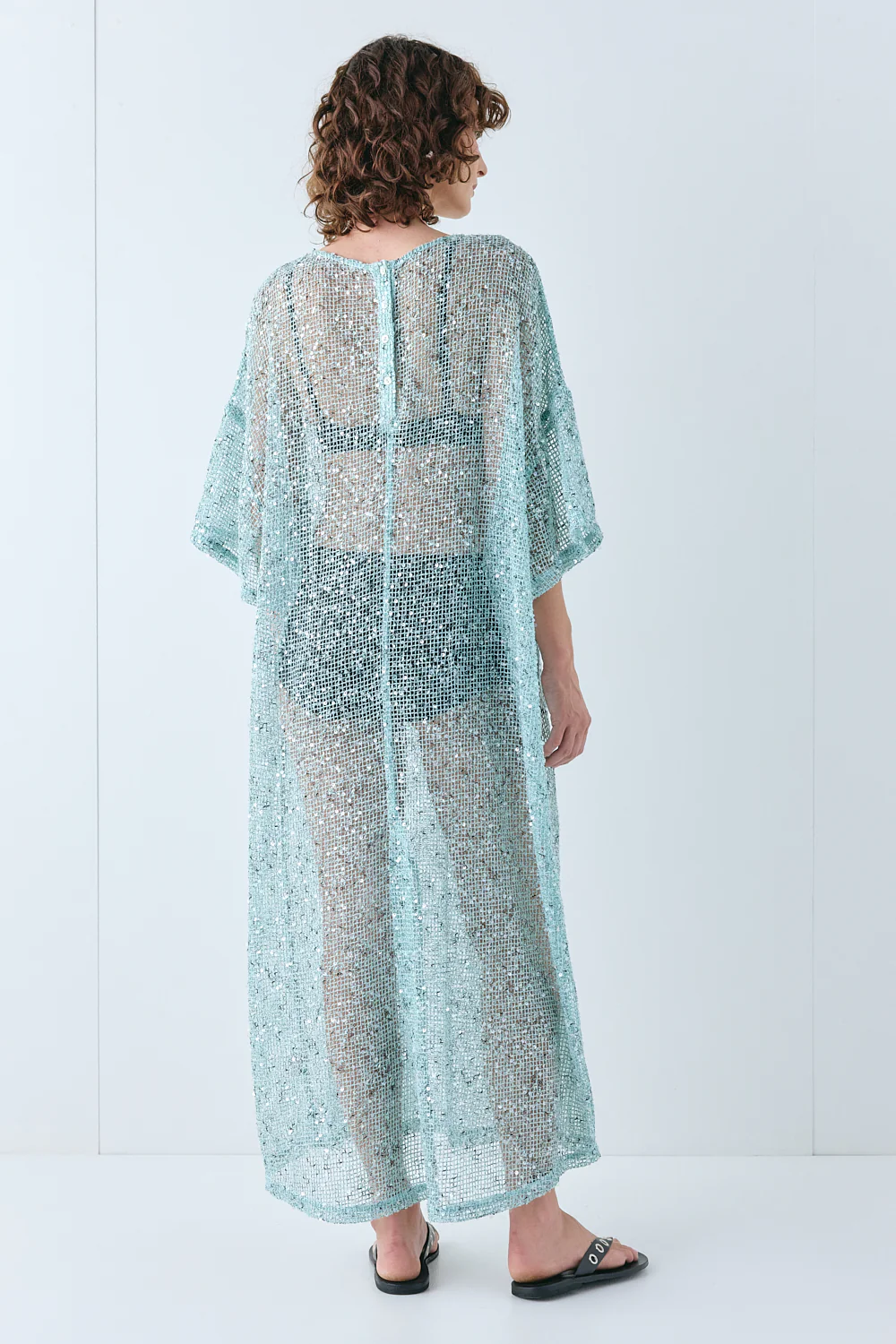 Ivette Sequin Midi Dress Aqua - Image 4