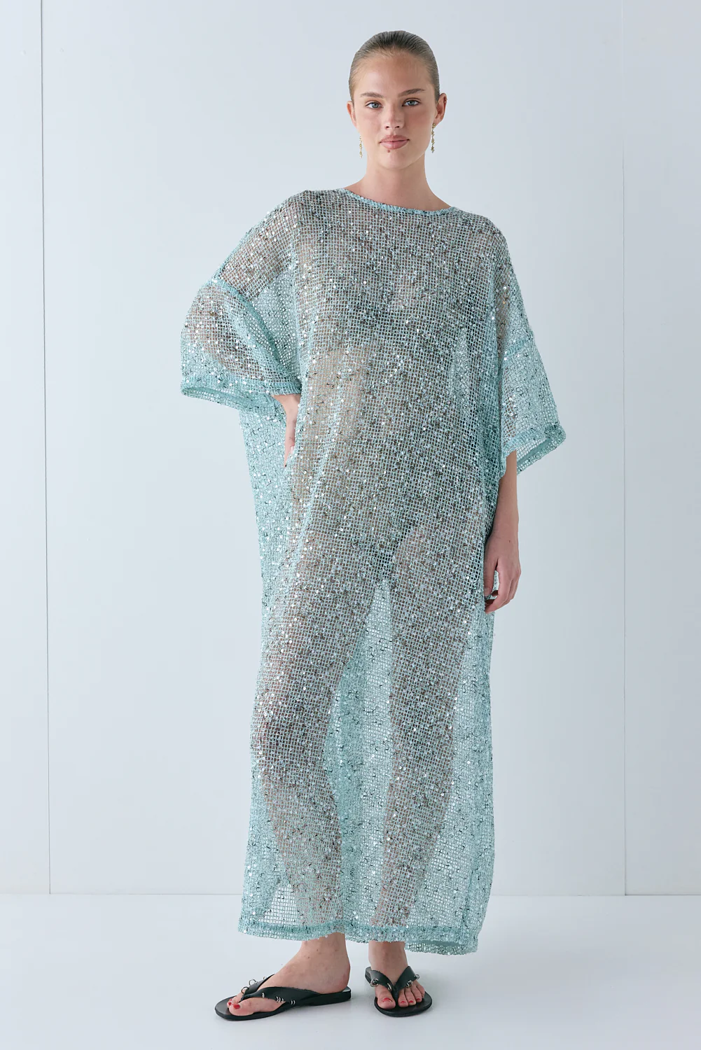 Ivette Sequin Midi Dress Aqua - Image 5