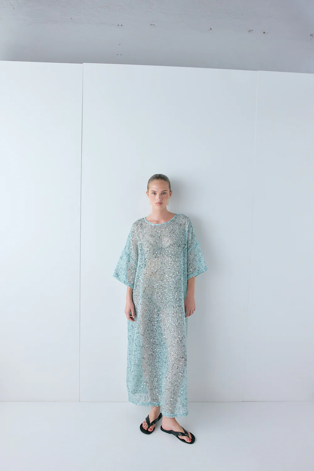 Ivette Sequin Midi Dress Aqua - Image 6
