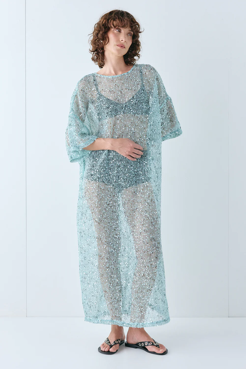 Ivette Sequin Midi Dress Aqua - Image 7
