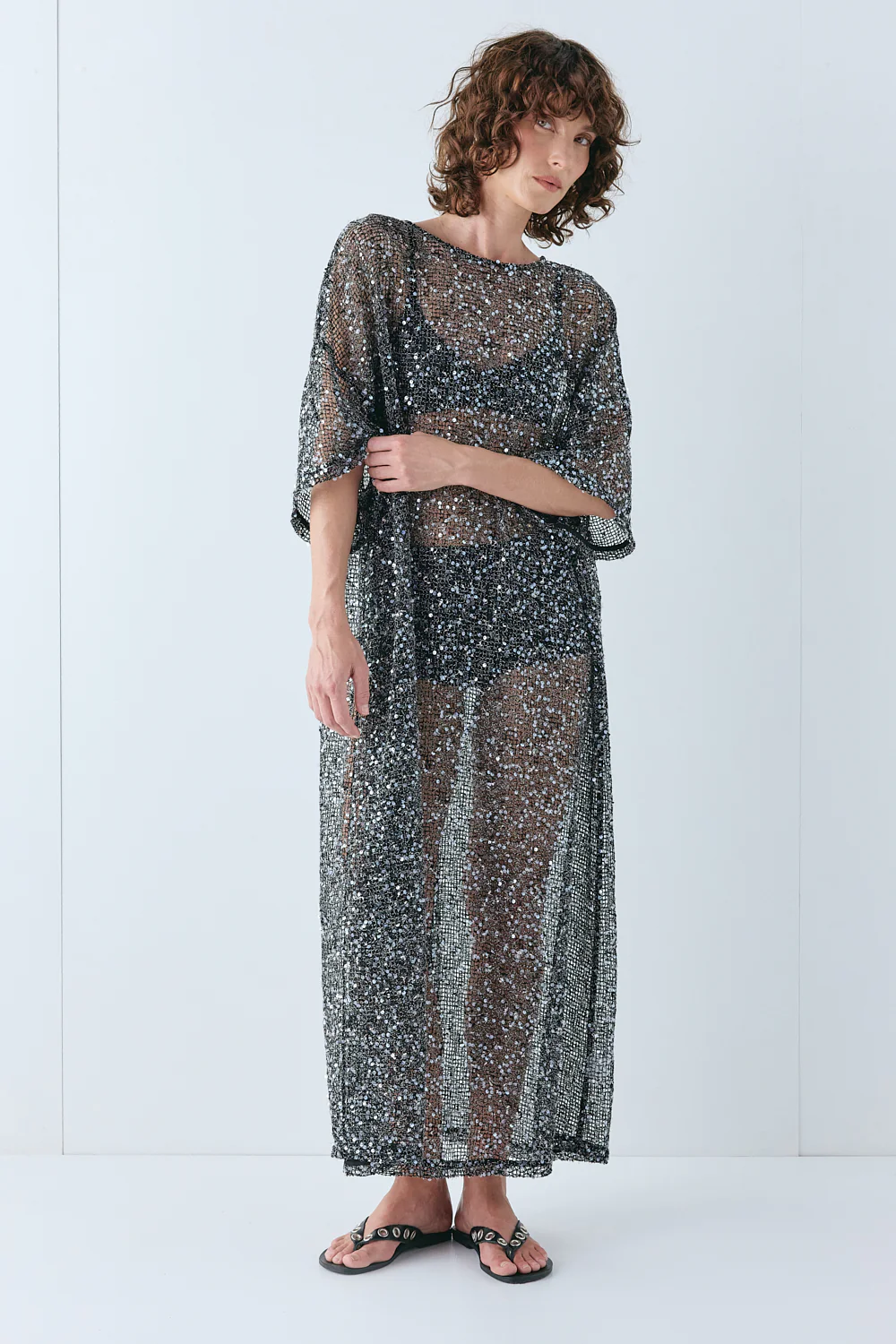 Ivette Sequin Midi Dress Black - Image 5