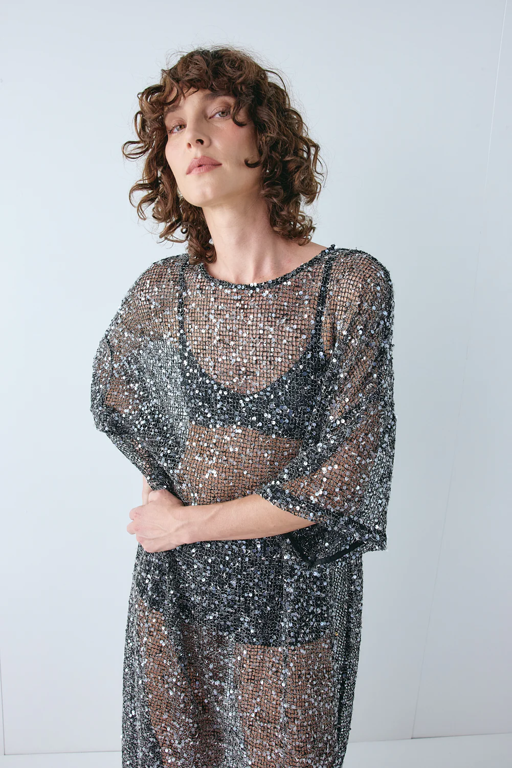 Ivette Sequin Midi Dress Black - Image 9