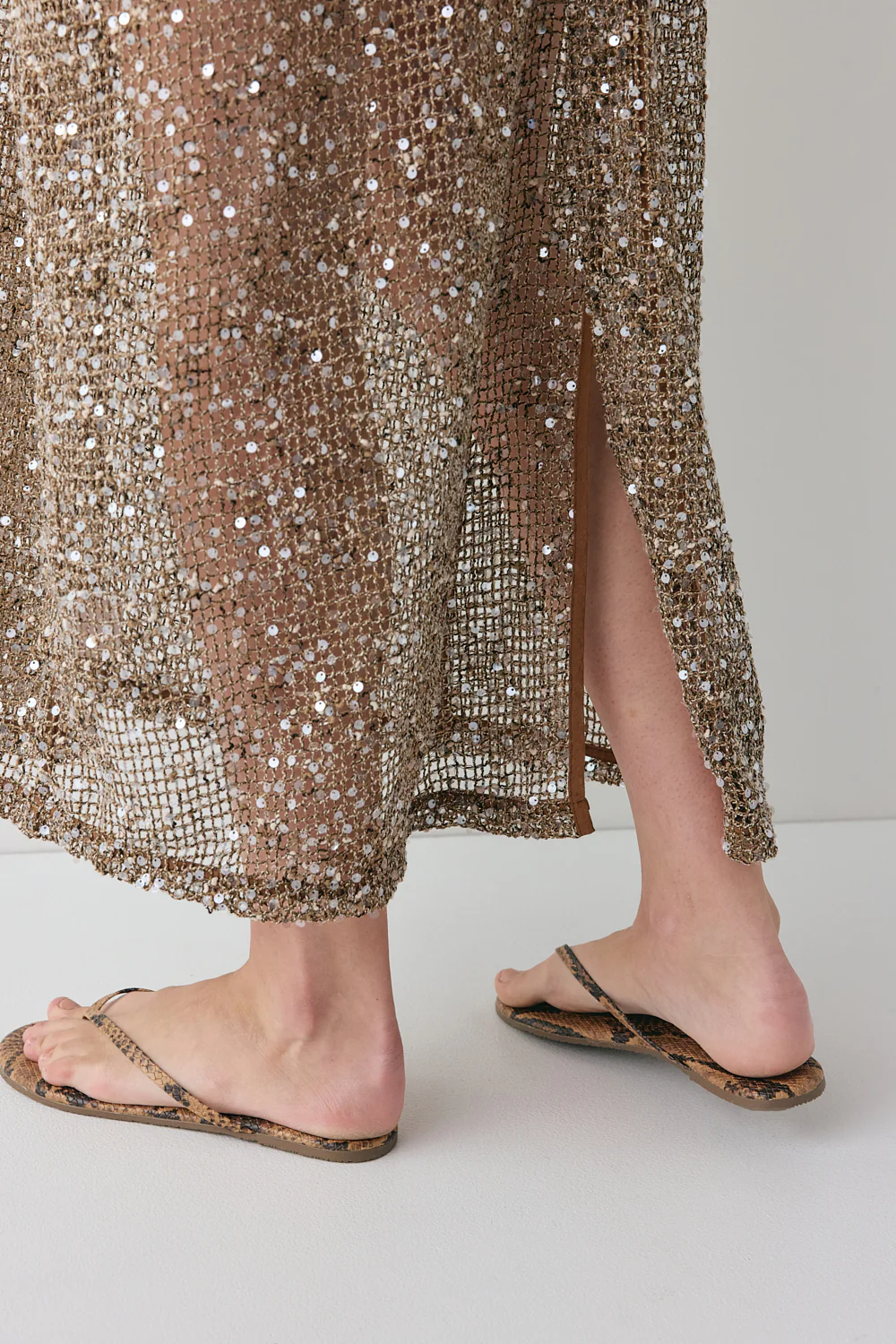 Ivette Sequin Midi Dress Mocha - Image 5