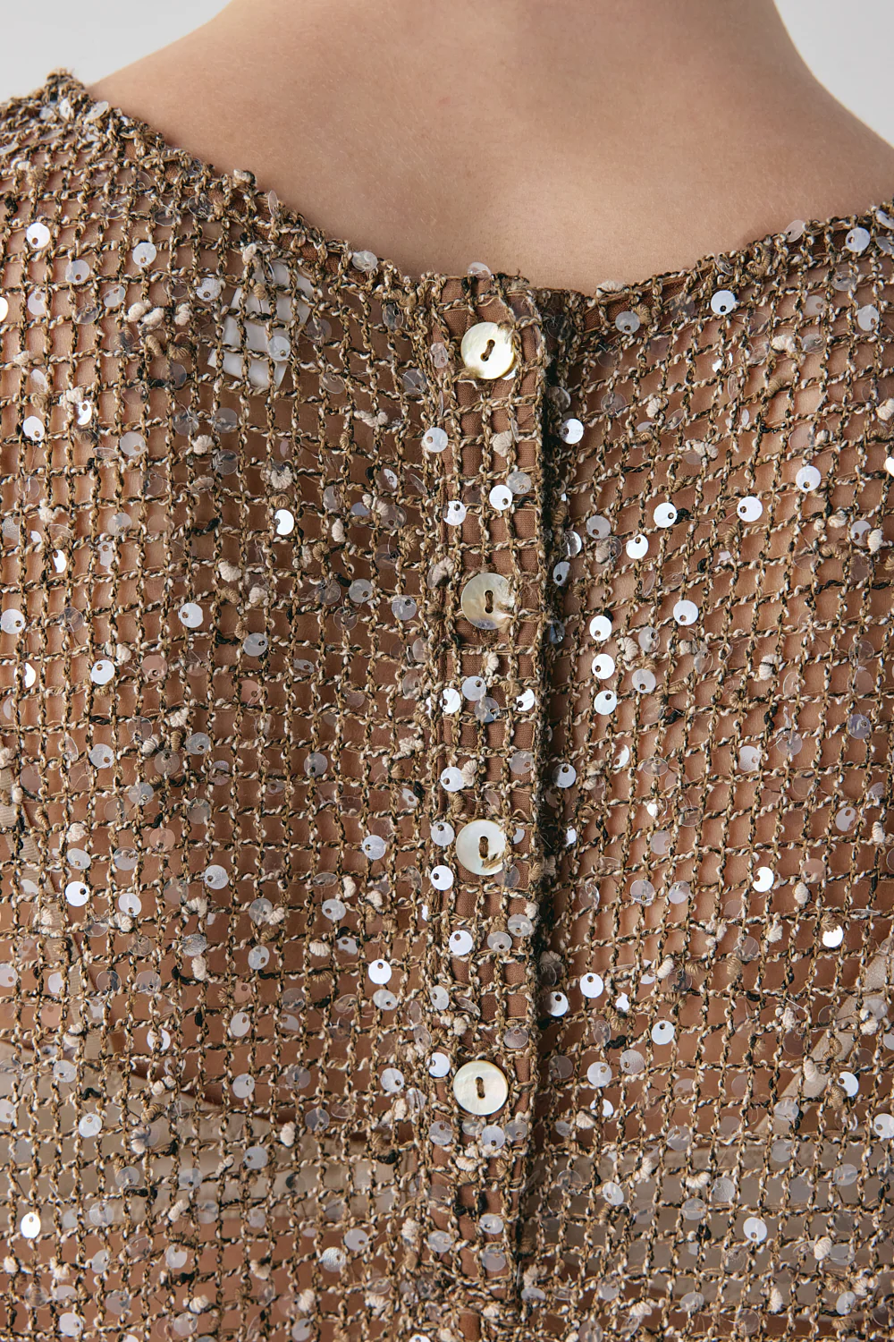 Ivette Sequin Midi Dress Mocha - Image 7
