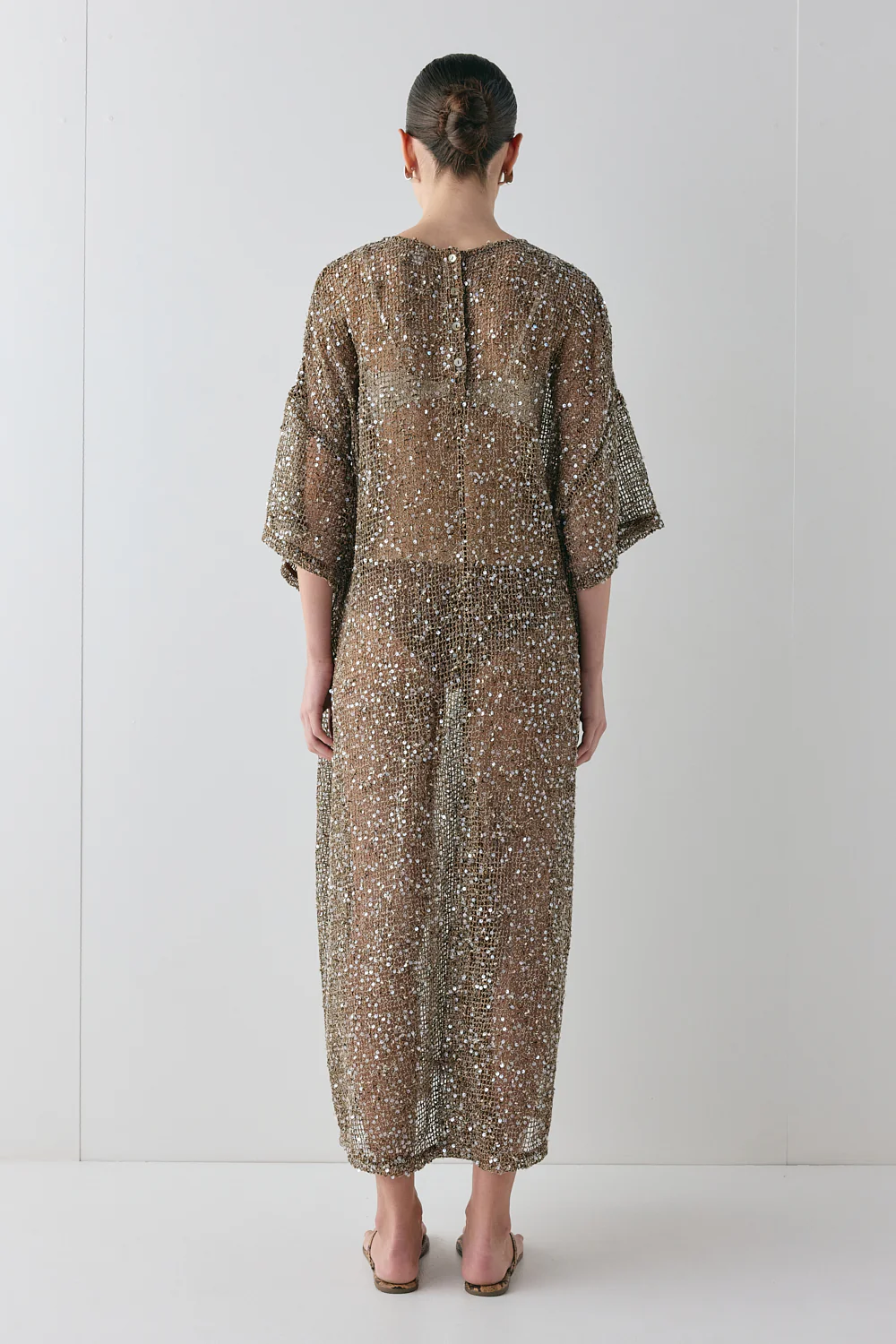 Ivette Sequin Midi Dress Mocha - Image 8