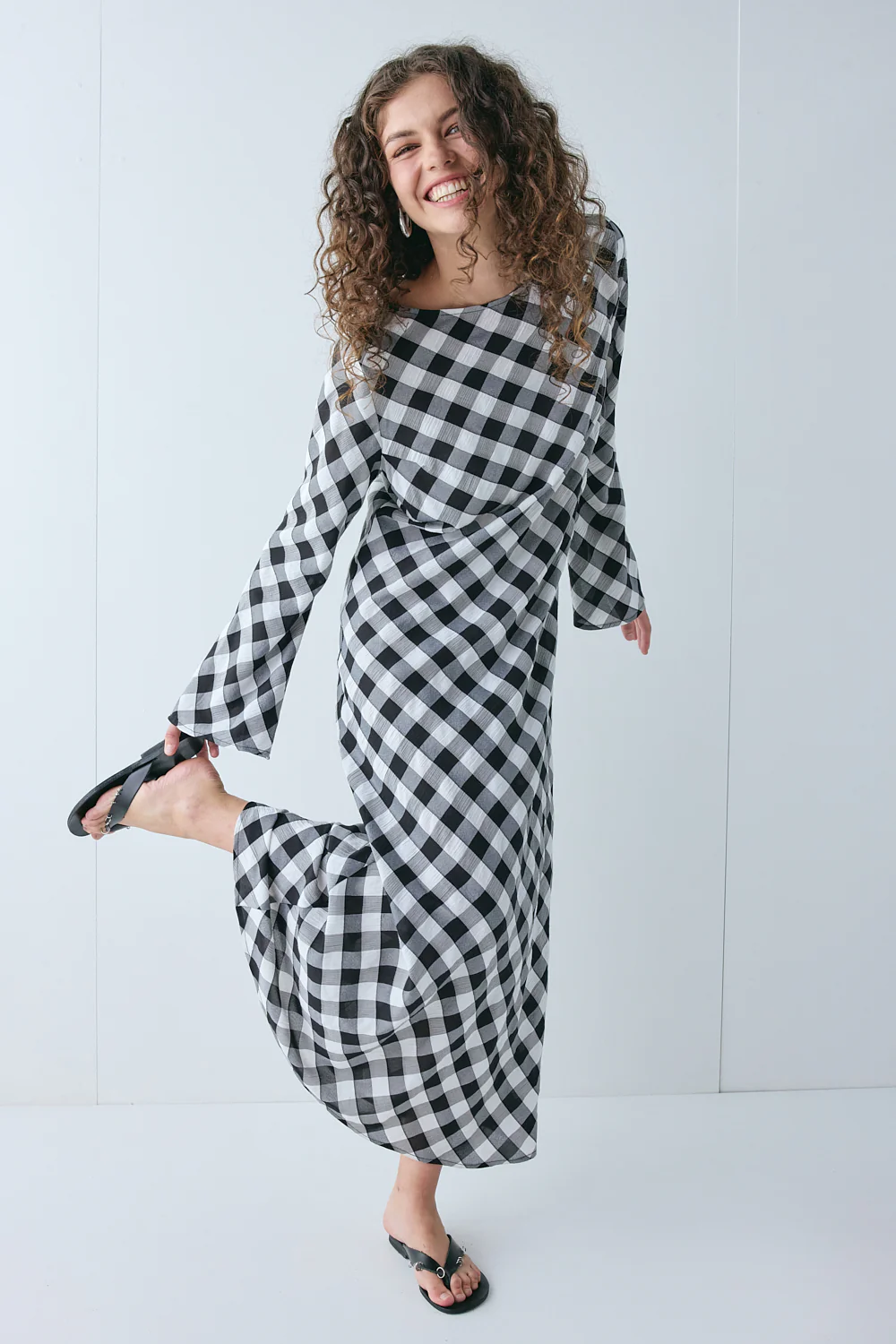 Jean Maxi Dress Black Check - Image 3