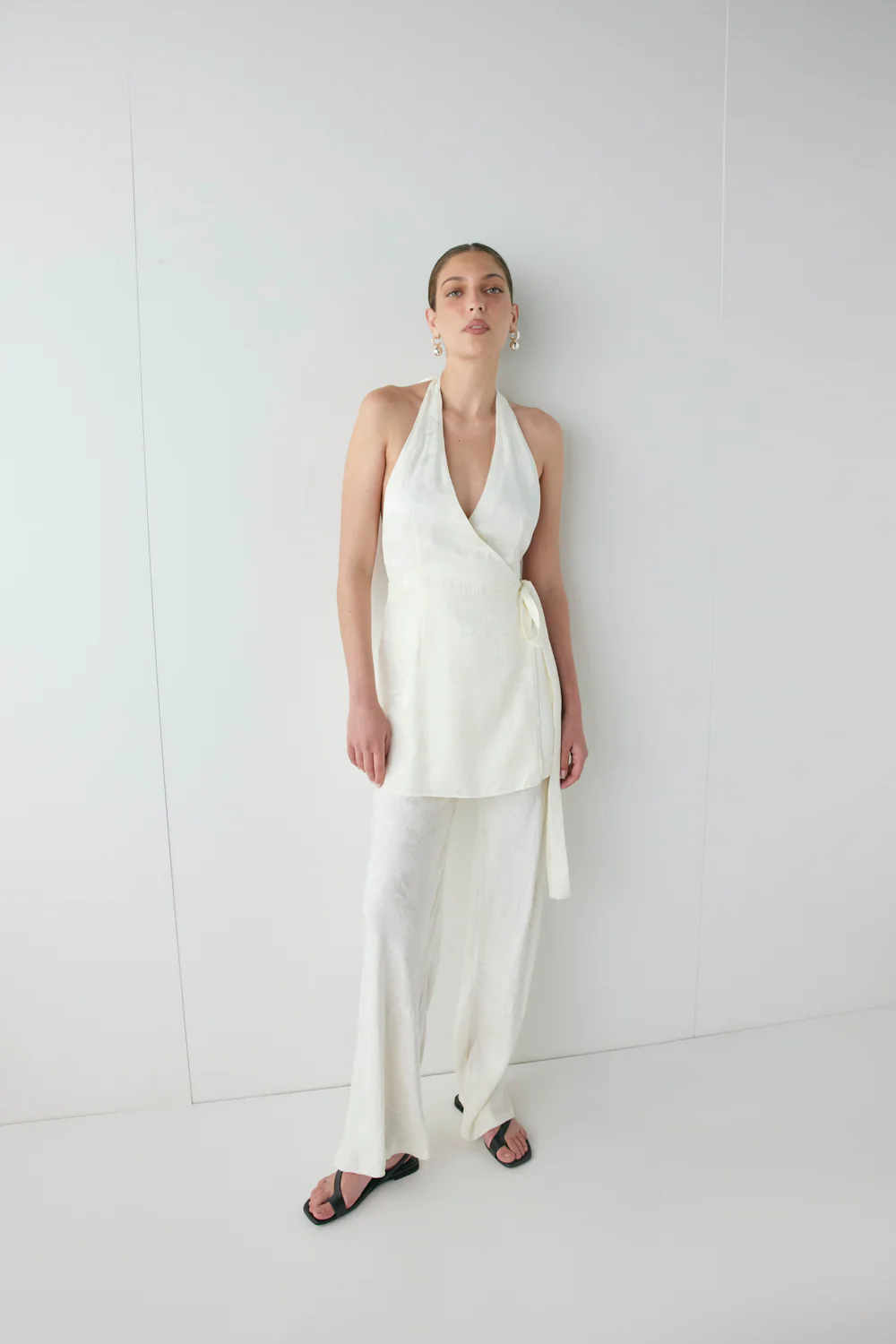 Josefin Jacquard Pants Cream - Image 2