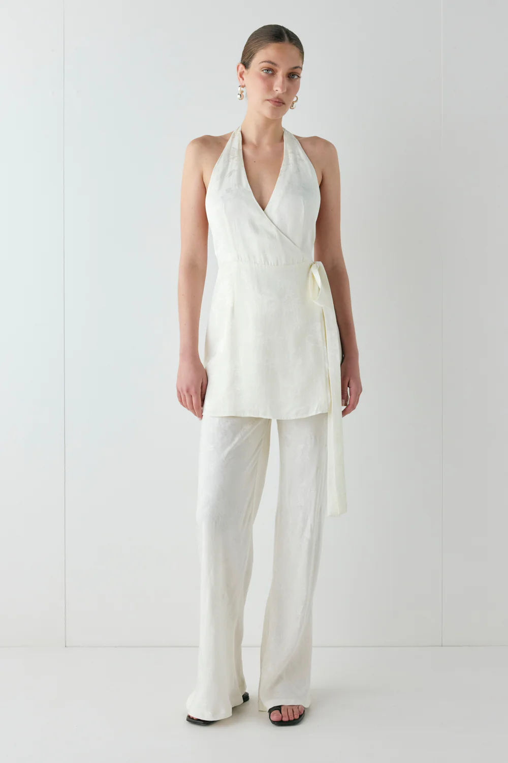Josefin Jacquard Pants Cream - Image 4