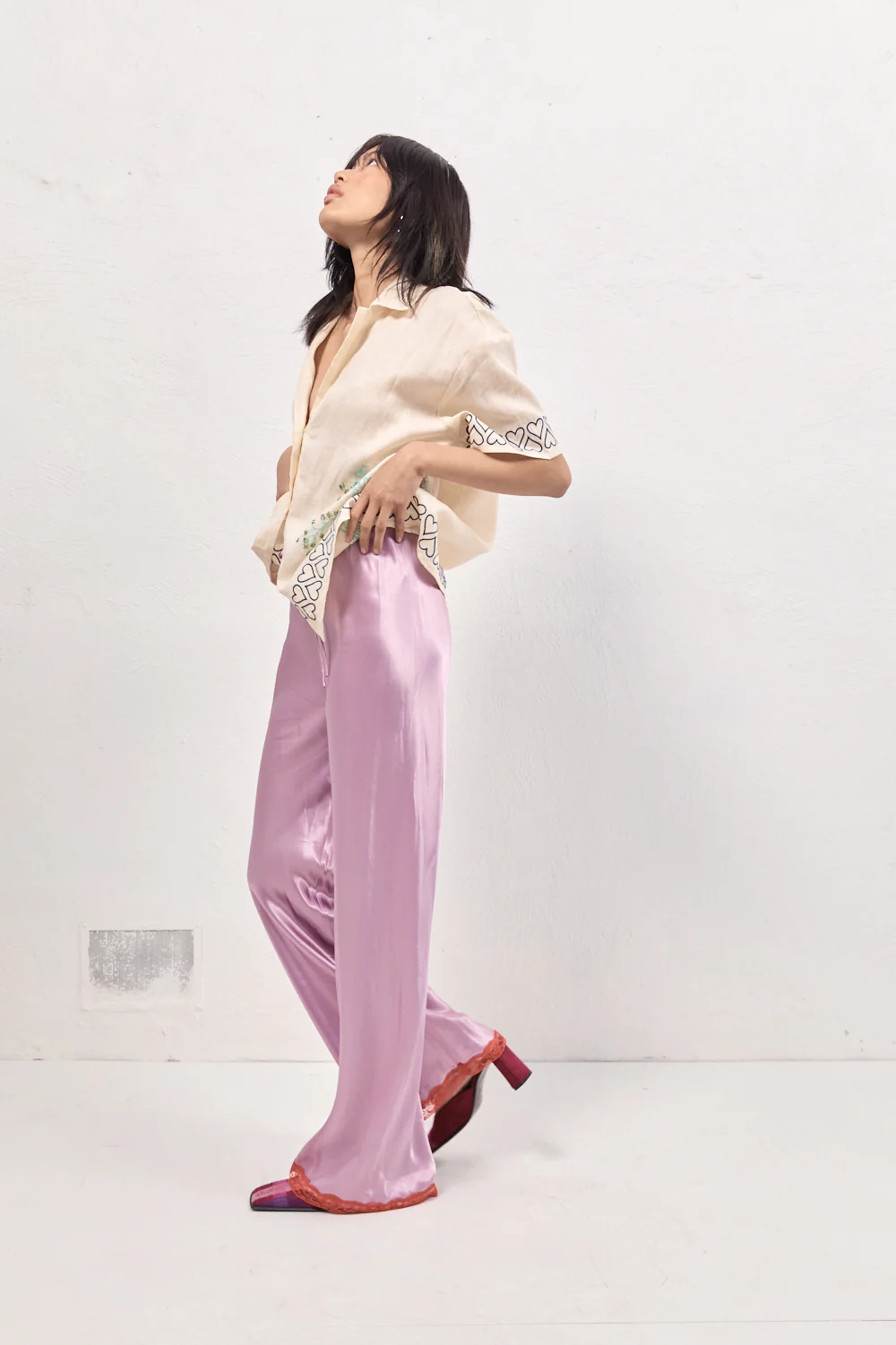Josefin Satin Pants Lilac - Image 2