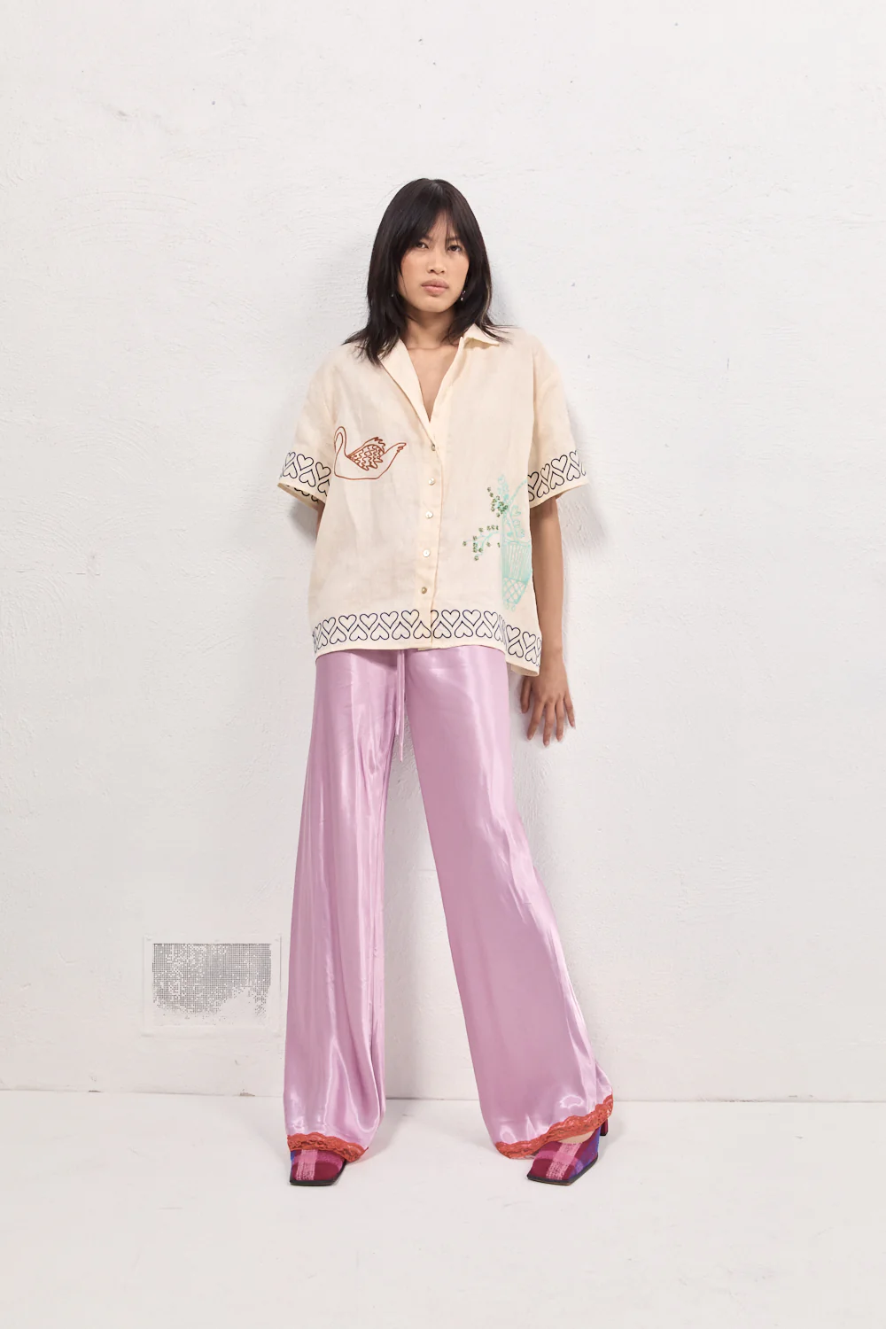 Josefin Satin Pants Lilac - Image 5
