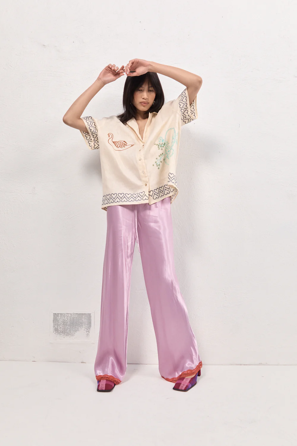 Josefin Satin Pants Lilac - Image 7