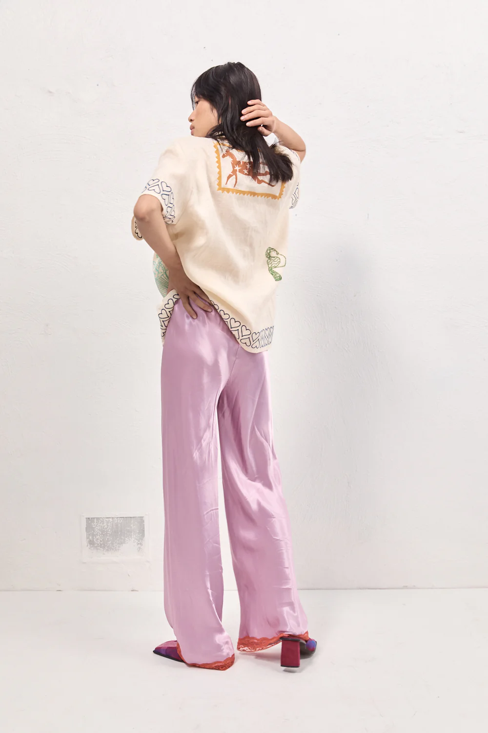 Josefin Satin Pants Lilac - Image 8