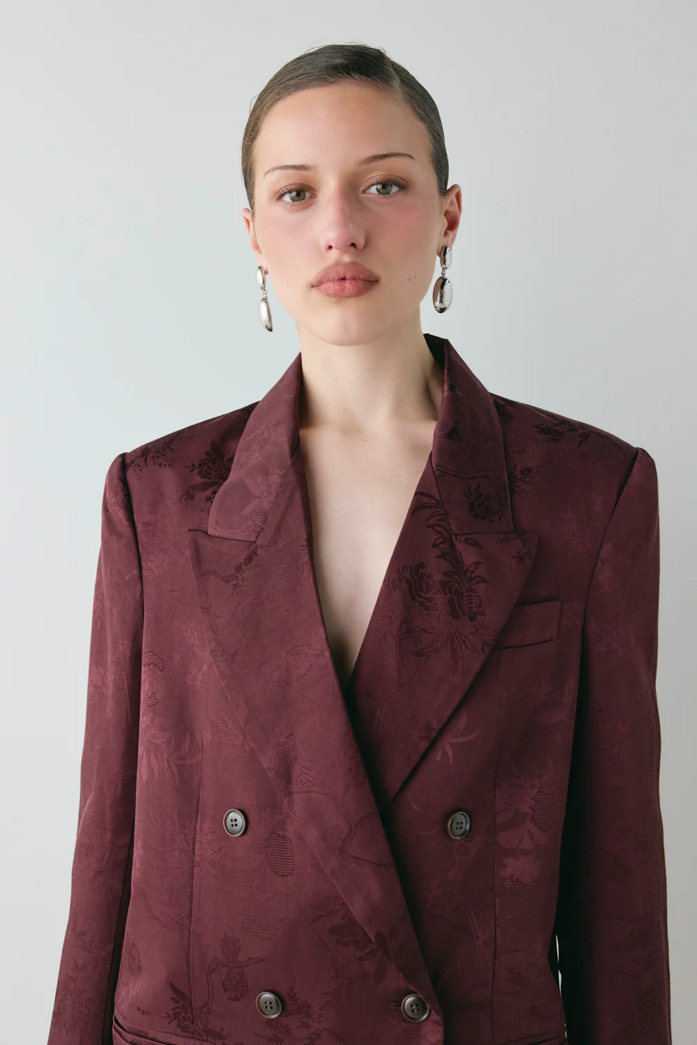 Kyra Jacquard Blazer Wine - Image 3