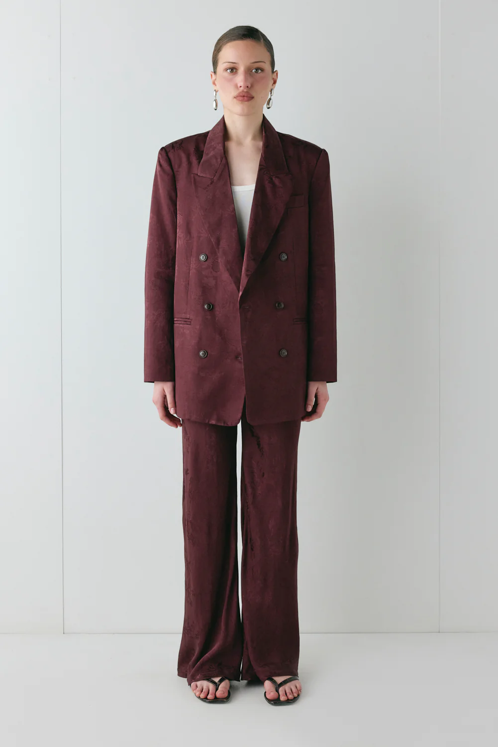 Kyra Jacquard Blazer Wine - Image 5