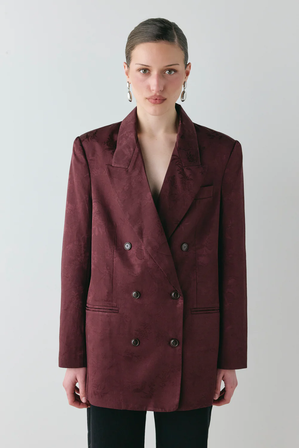 Kyra Jacquard Blazer Wine - Image 6