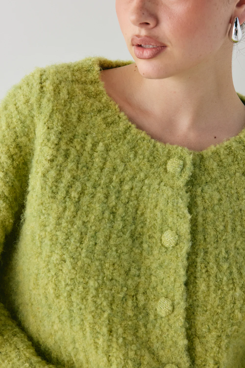 Lacy Knit Cardigan Lime - Image 4