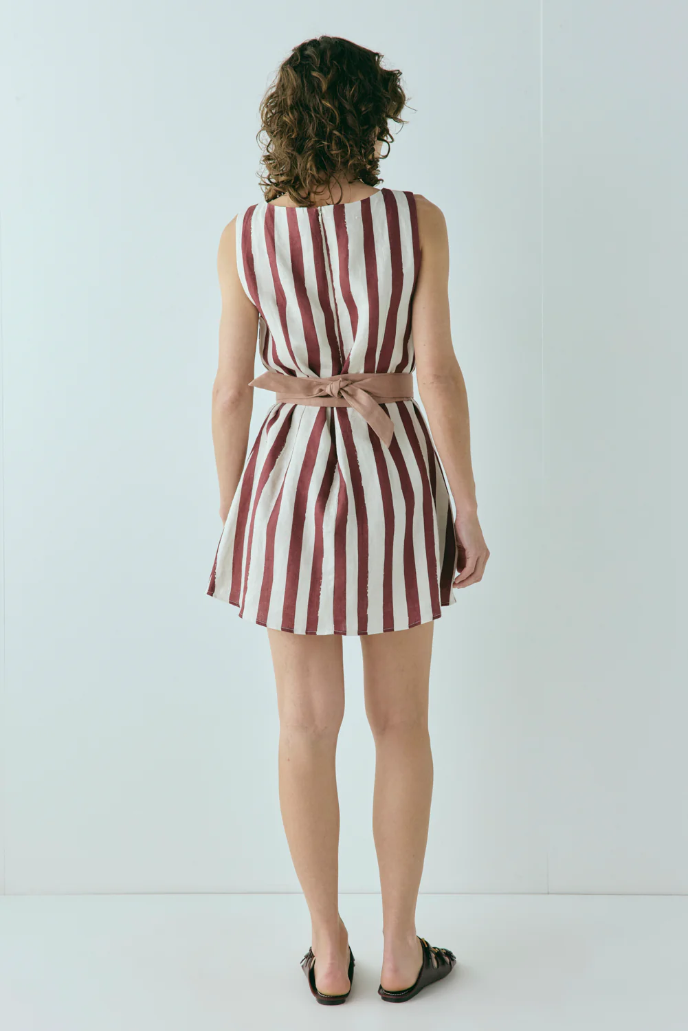 Lea Linen Mini Dress Wine - Image 2