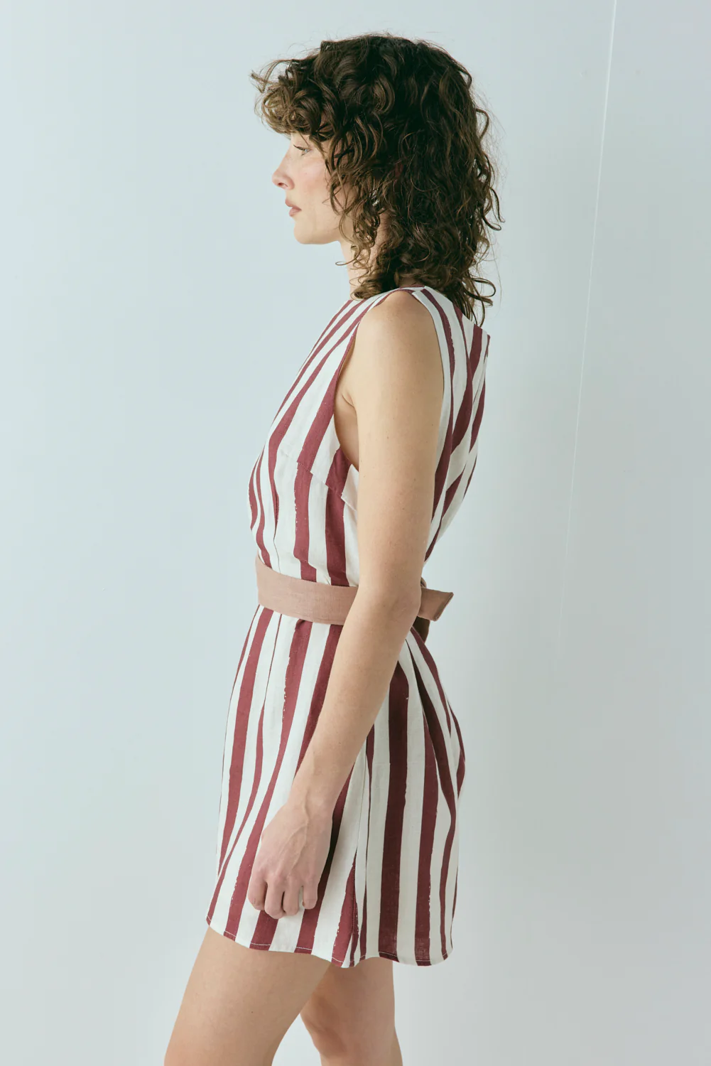 Lea Linen Mini Dress Wine - Image 5