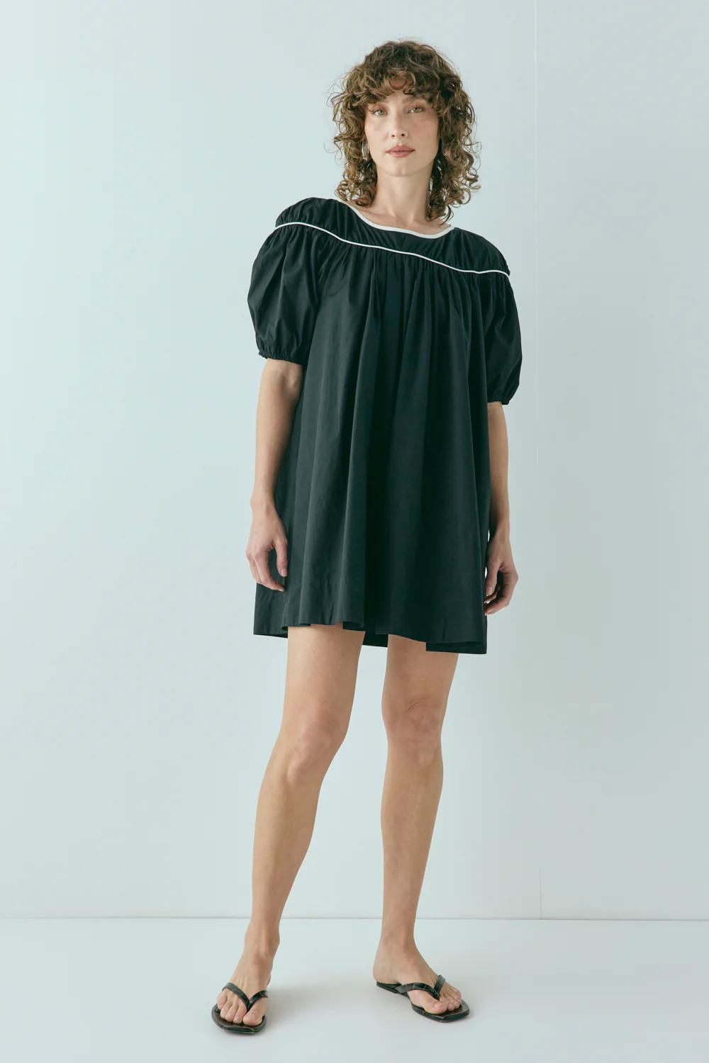 Leila Smock Mini Dress Black - Image 3