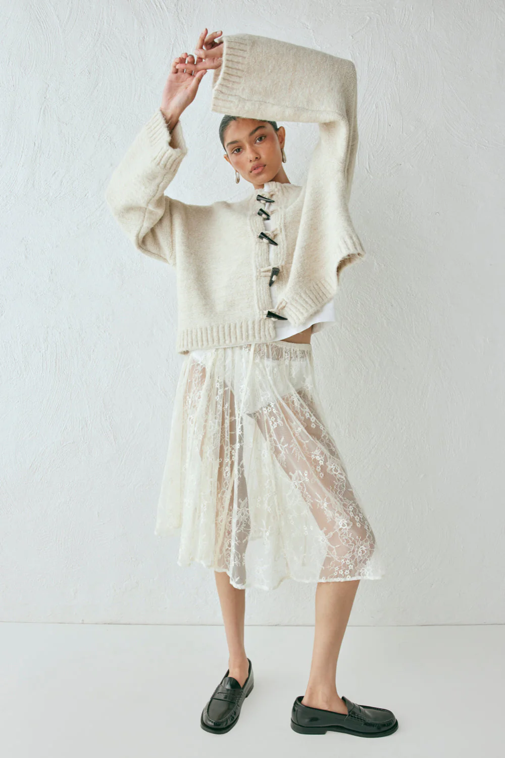 Leni Knit Cardigan Oat Marle - Image 4