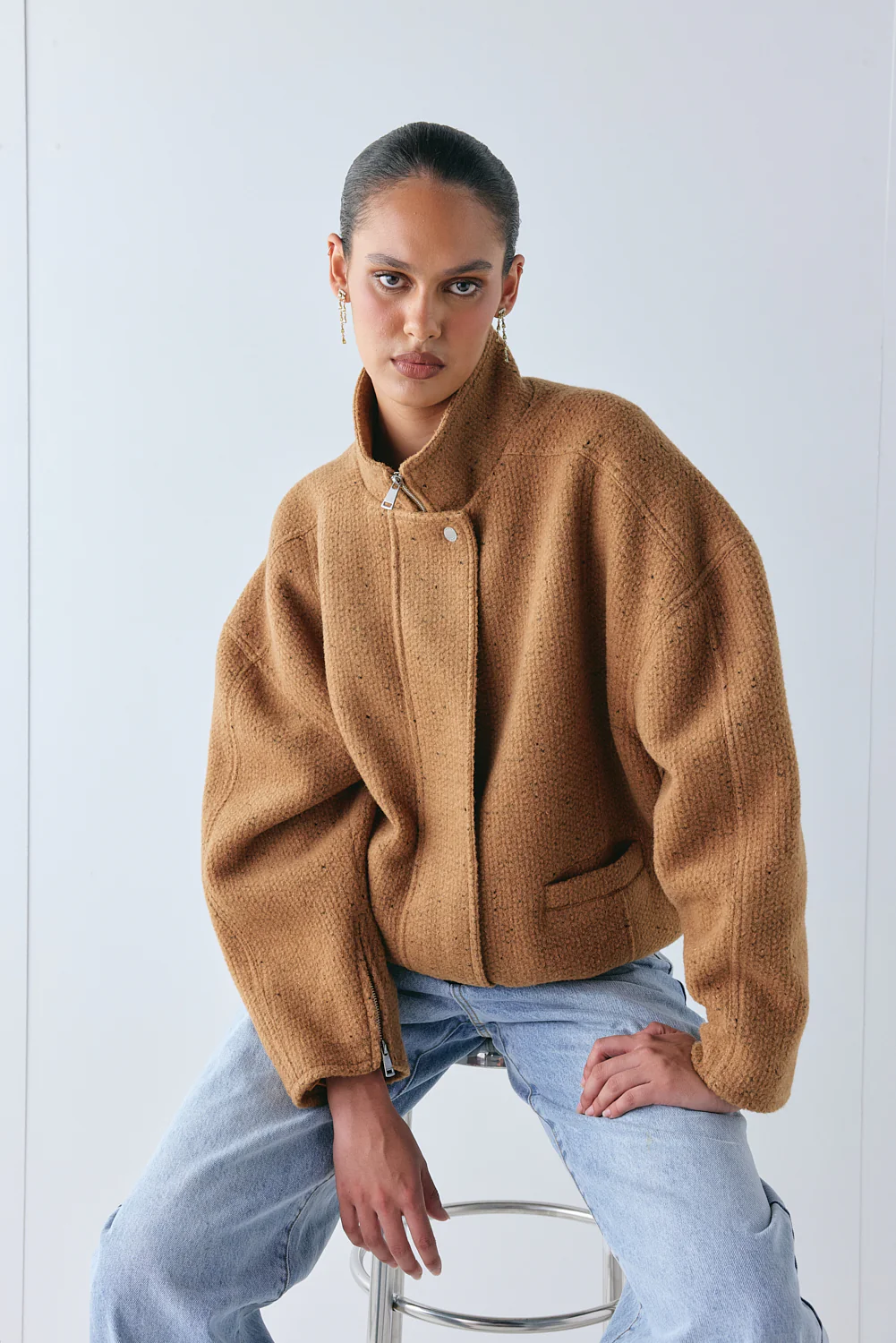 Lennon Bomber Jacket Tan - Image 4