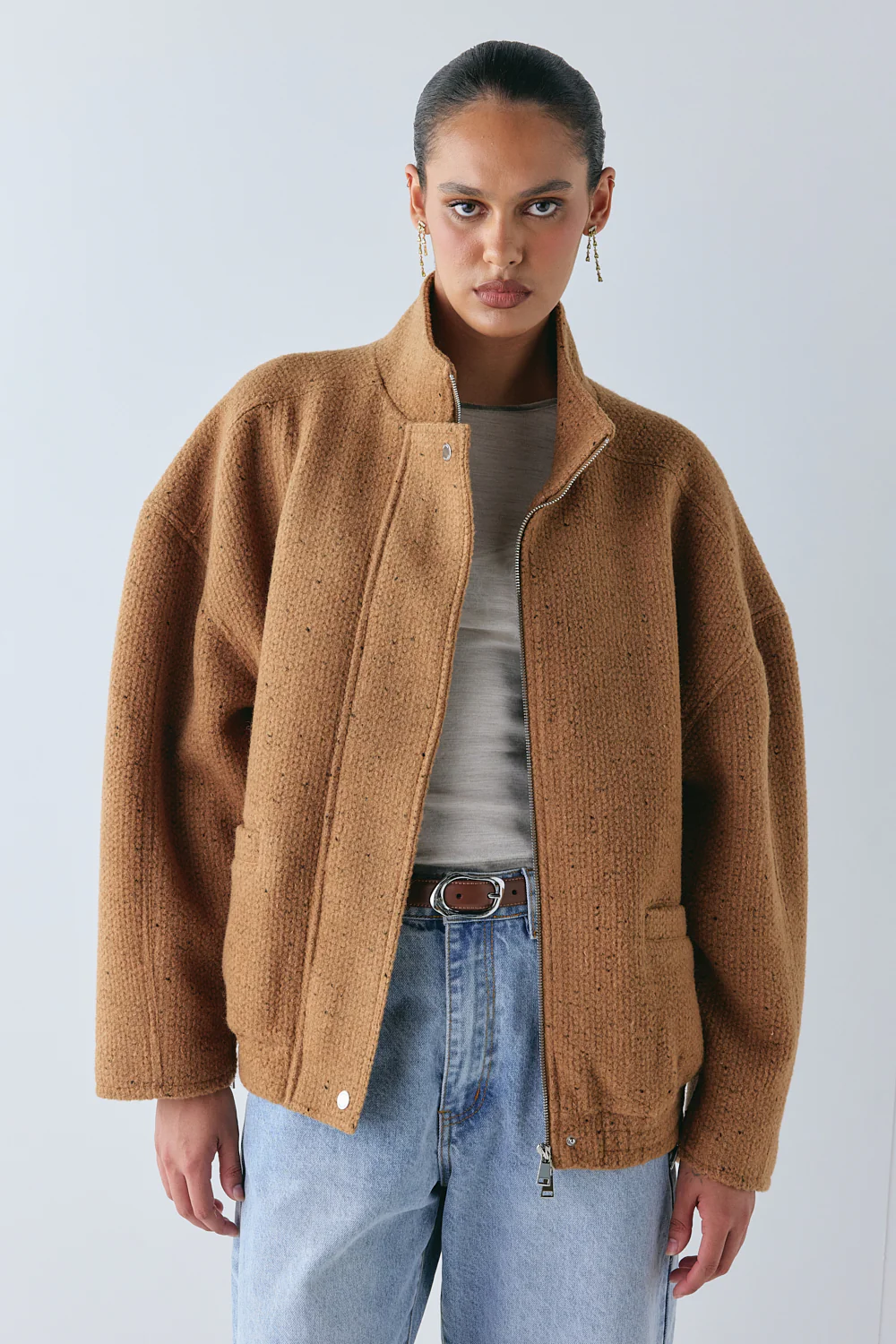 Lennon Bomber Jacket Tan - Image 7