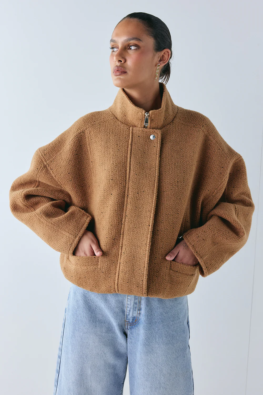 Lennon Bomber Jacket Tan - Image 8
