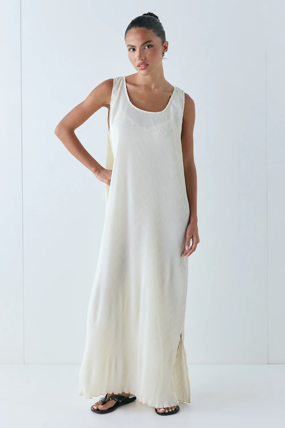 Leona Midi Dress Cream - Image 3