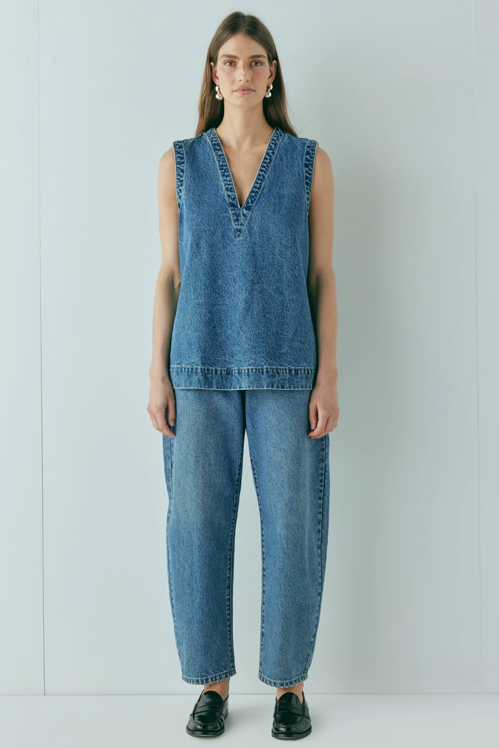 Lex Mid Rise Barrel Denim Jeans Blue - Image 4
