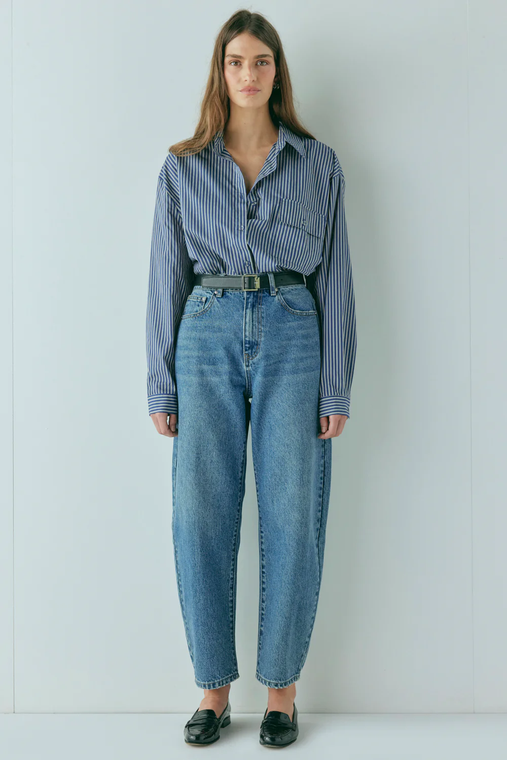 Lex Mid Rise Barrel Denim Jeans Blue - Image 8