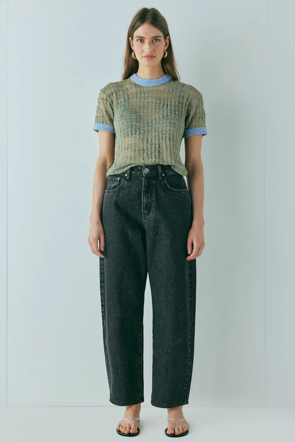 Lex Mid Rise Barrel Denim Jeans Washed Black - Image 2