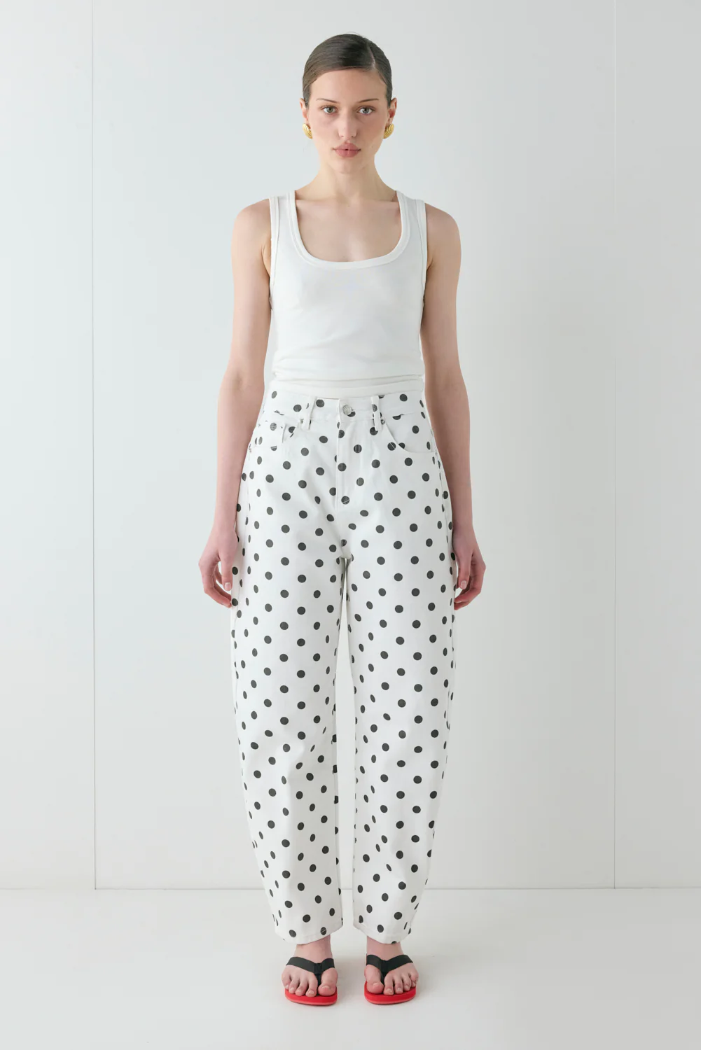 Lex Mid Rise Barrel Jeans Polka Dot