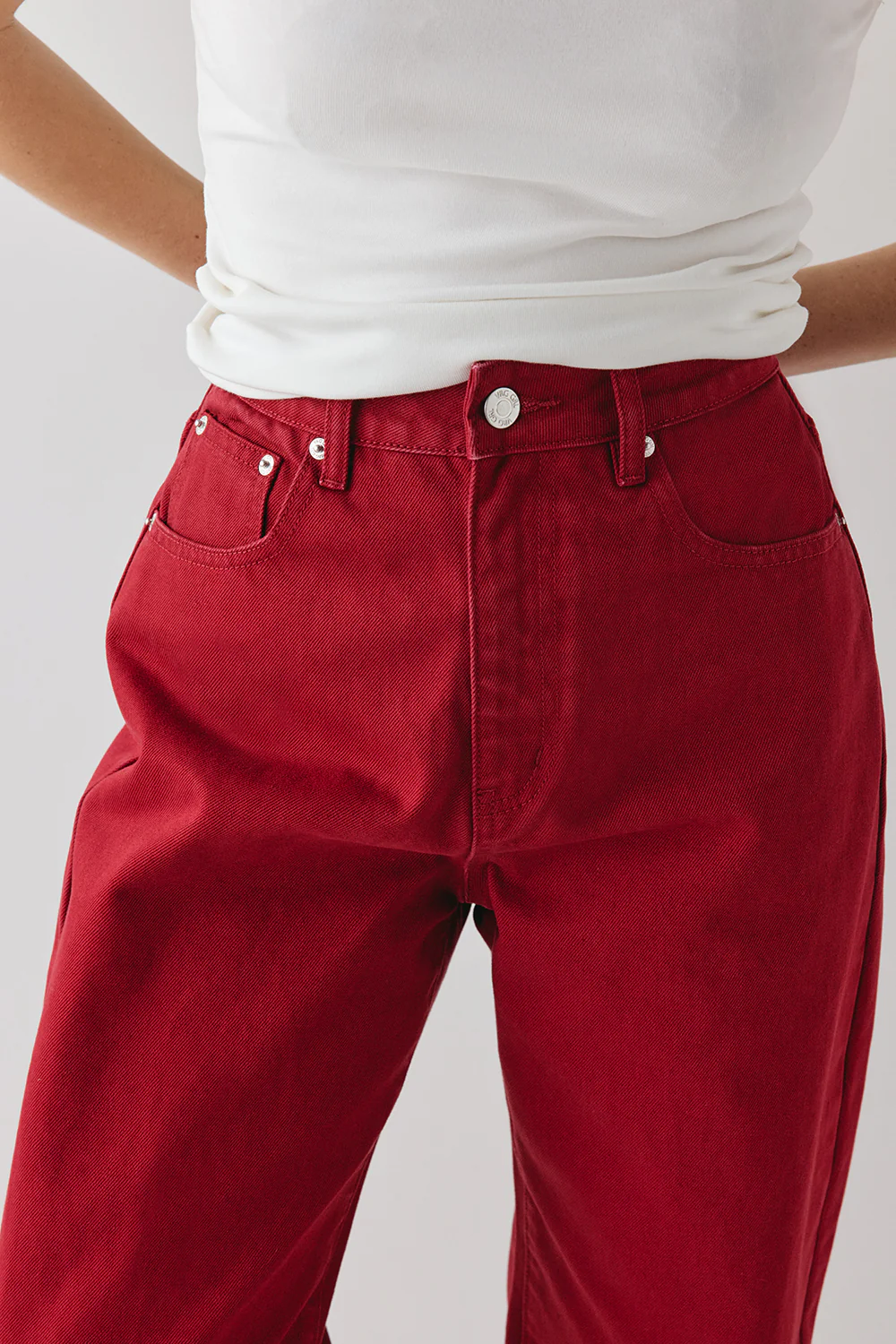 Lex Mid Rise Barrel Jeans Red - Image 4