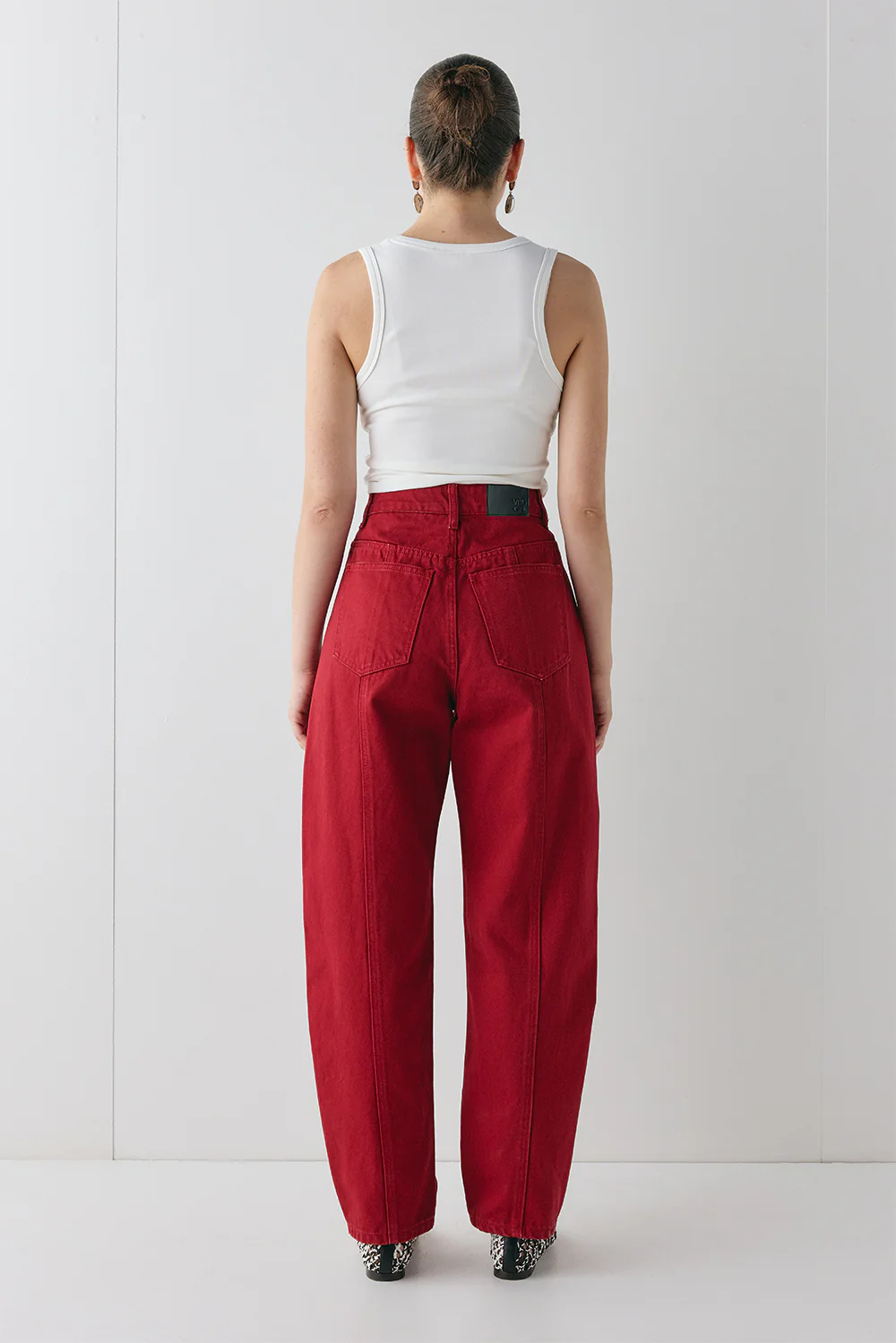 Lex Mid Rise Barrel Jeans Red - Image 5