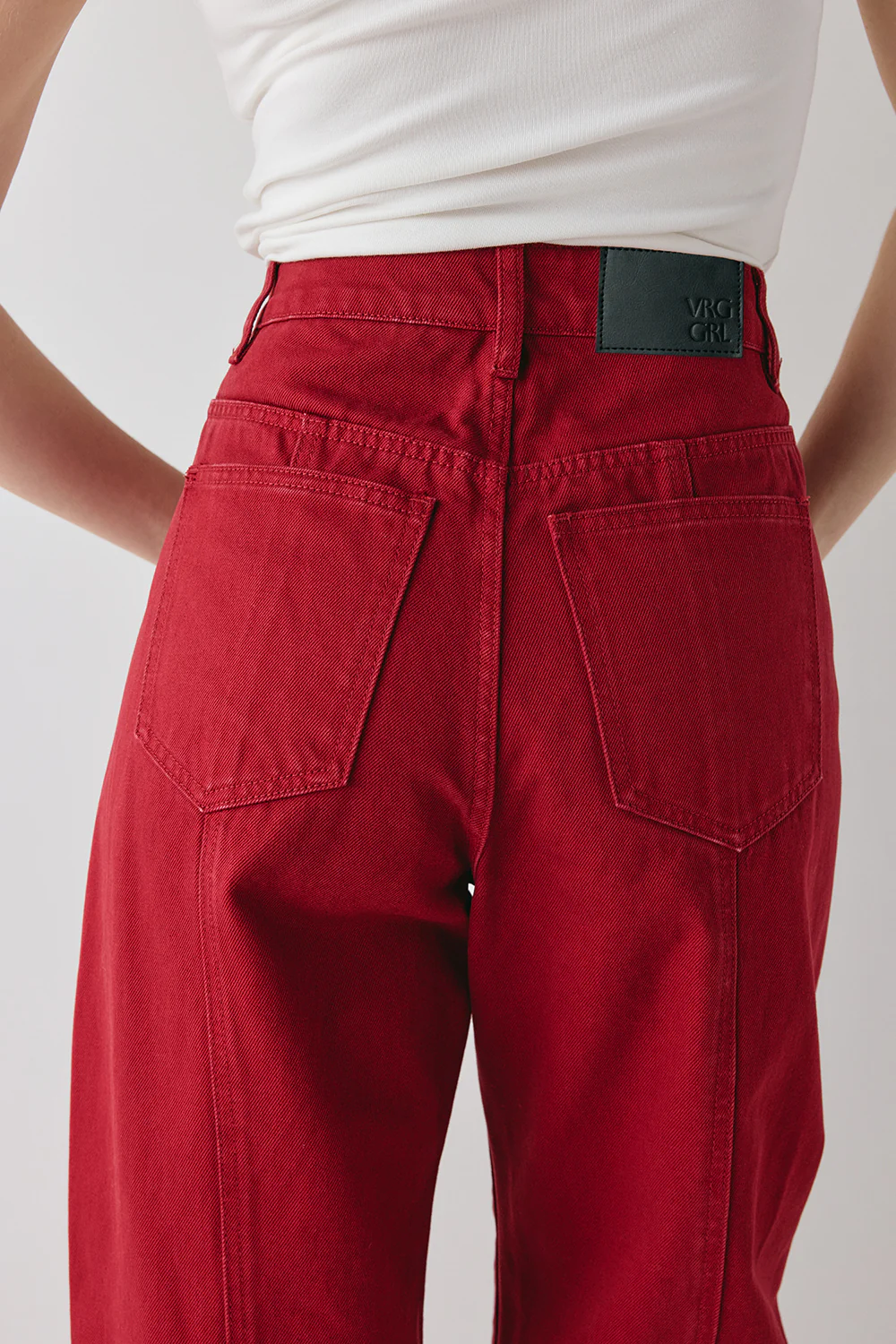 Lex Mid Rise Barrel Jeans Red - Image 6
