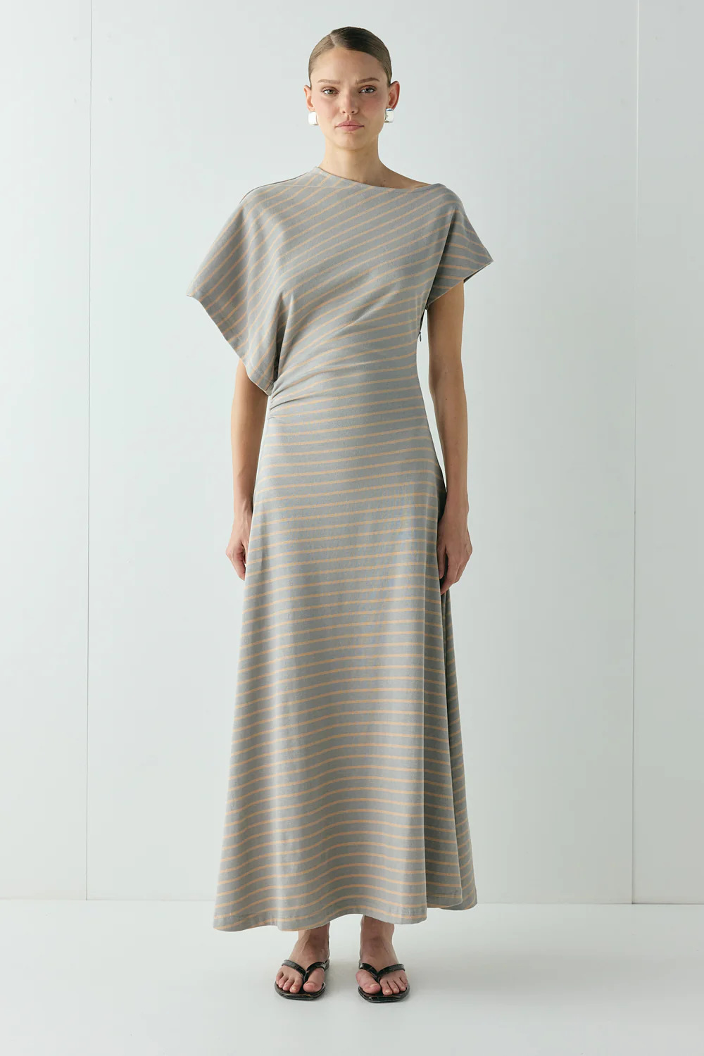 Liv Maxi Dress Apricot Stripe - Image 2