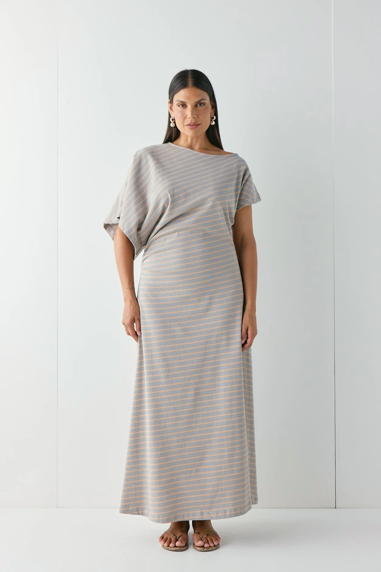 Liv Maxi Dress Apricot Stripe - Image 7