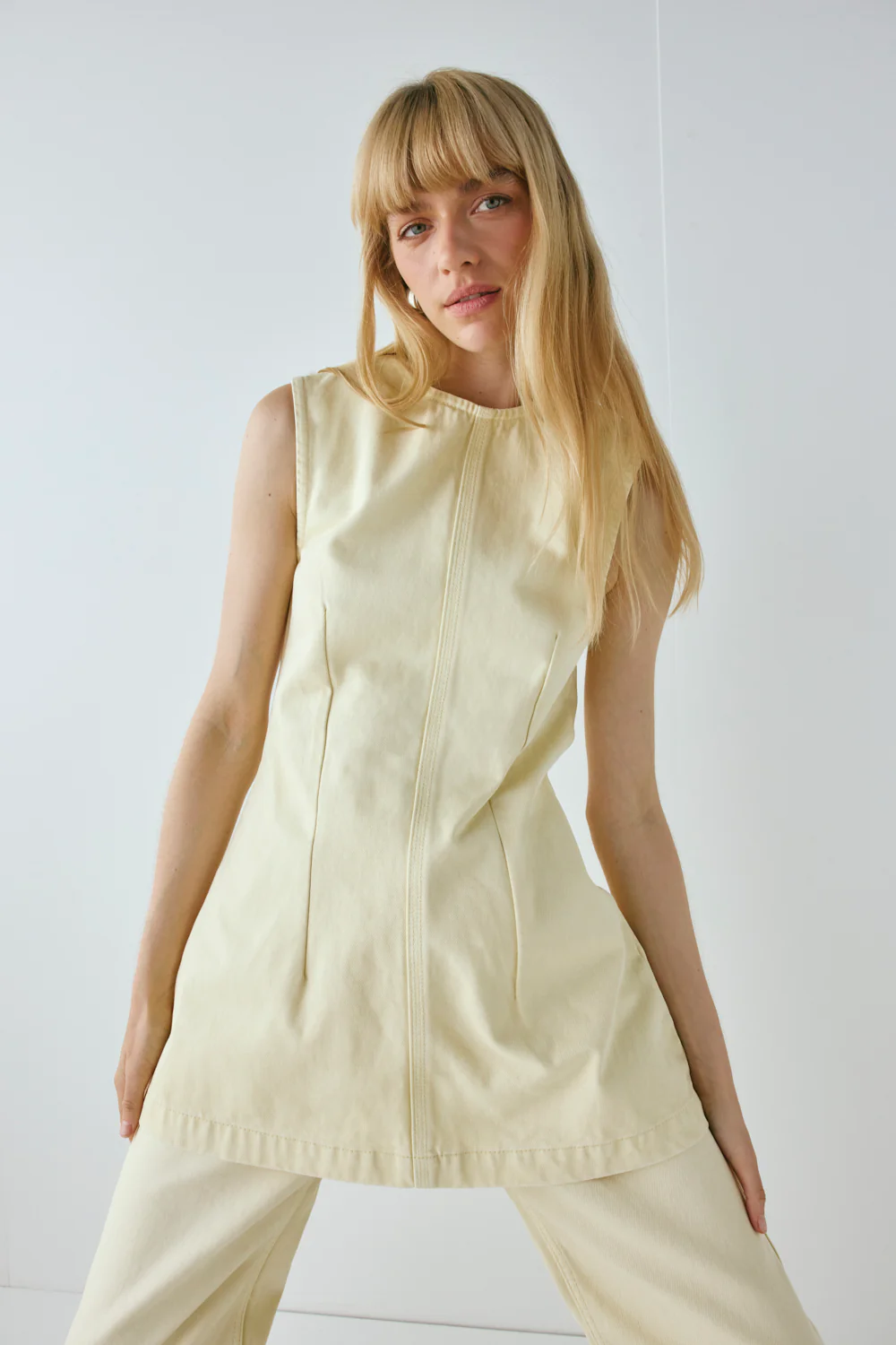 Lolita Denim Mini Dress Butter - Image 6