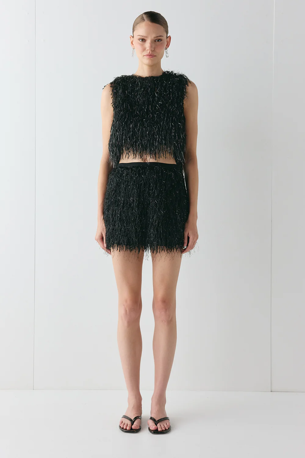 Lucia Fringe Mini Skirt Black - Image 2